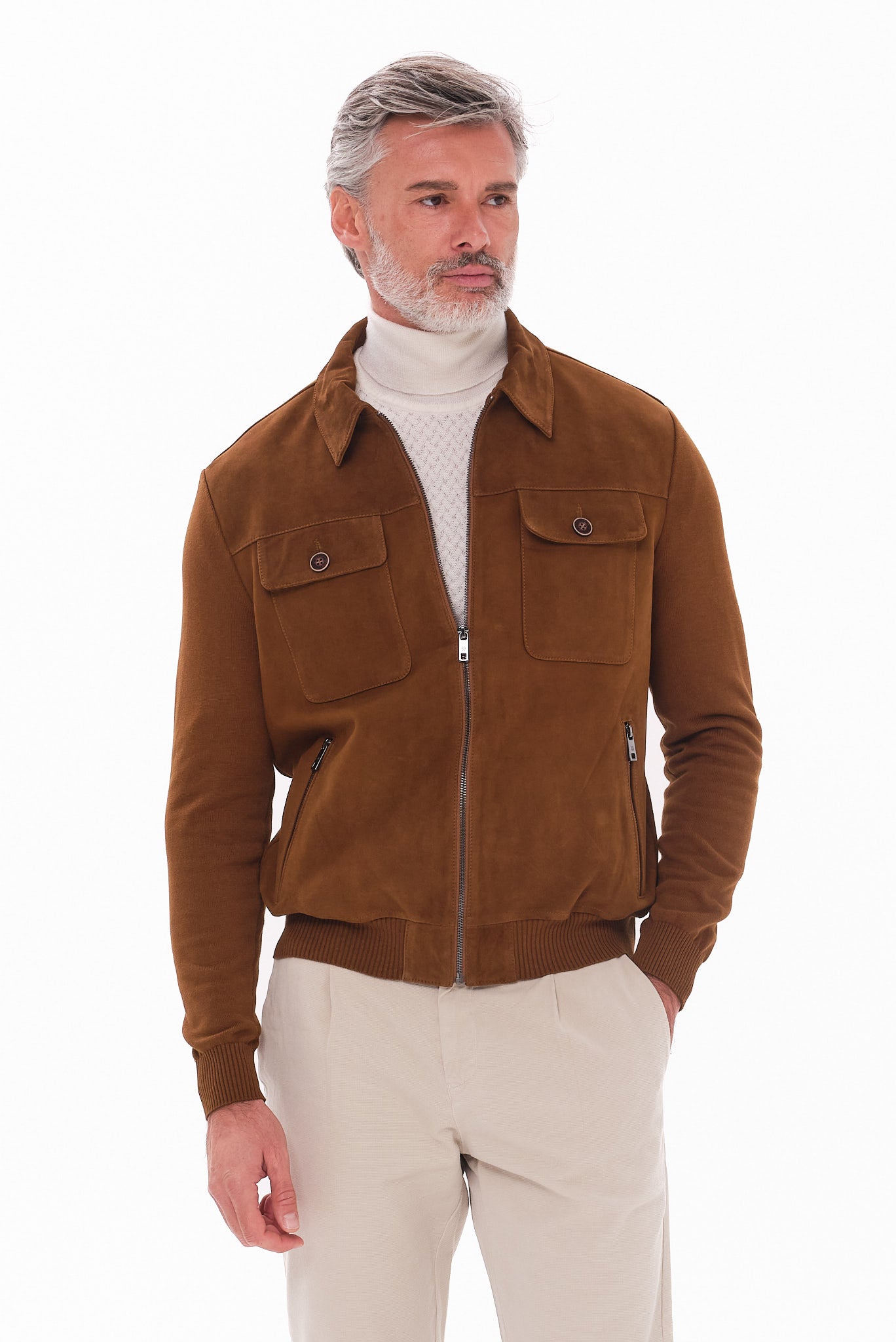 ΑΝΔΡΙΚΟ ΔΕΡΜΑΤΙΝΟ SUEDE ΤΖΑΚΕΤ PORTOBELLO'S ΣΕ ΤΑΜΠΑ ΧΡΩΜΑ REGULAR FIT