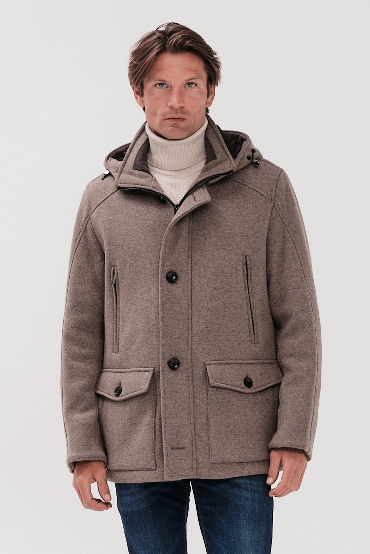 ΑΝΔΡΙΚΟ ΜΠΕΖ ΣΚΟΥΡΟ ΠΑΛΤΟ ΜΕ ΚΟΥΚΟΥΛΑ BUGATTI REGULAR FIT