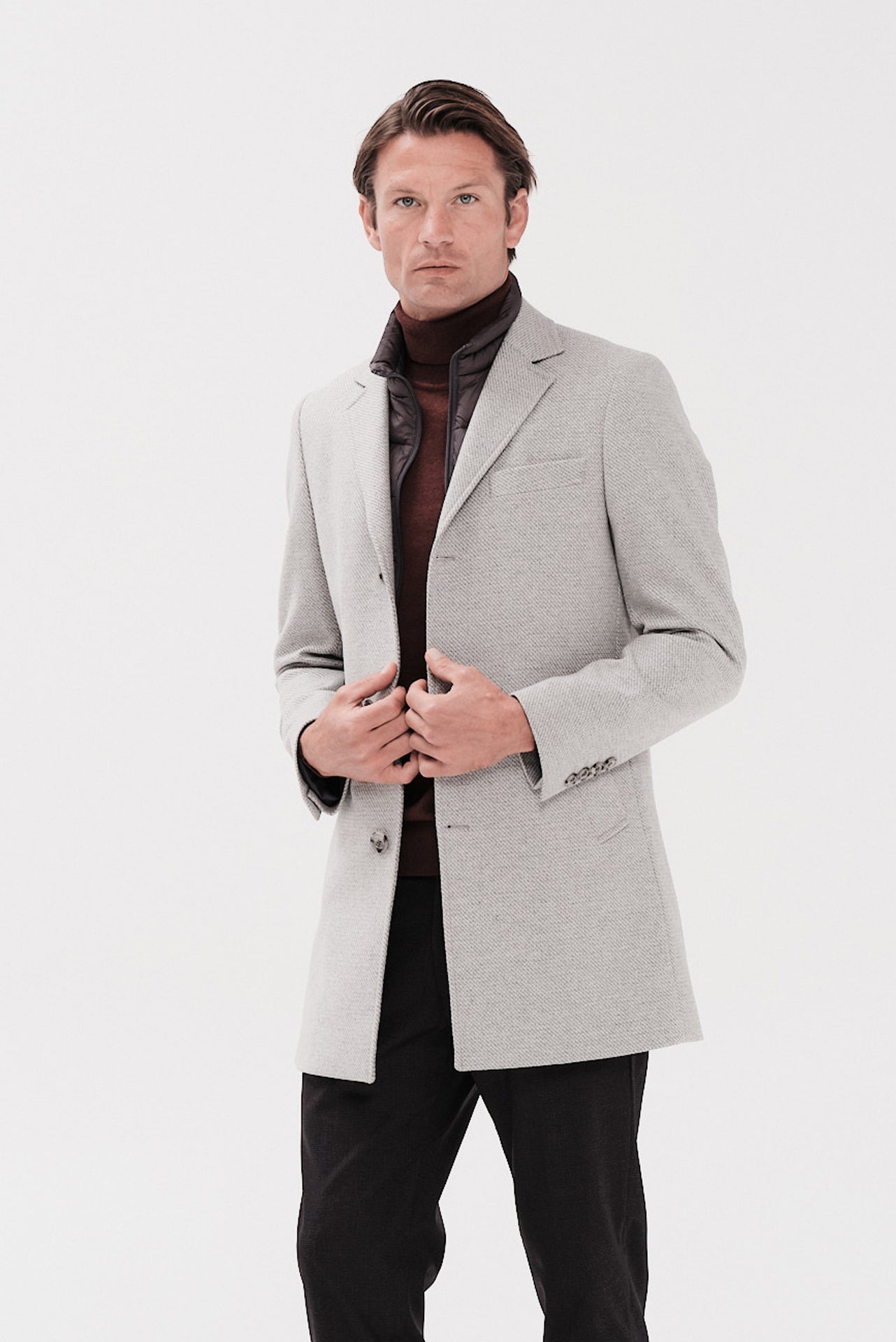 ΑΝΔΡΙΚΟ ΓΚΡΙ ΑΝΟΙΧΤΟ ΜΑΛΛΙΝΟ ΠΑΛΤΟ PORTOBELLO'S REGULAR FIT