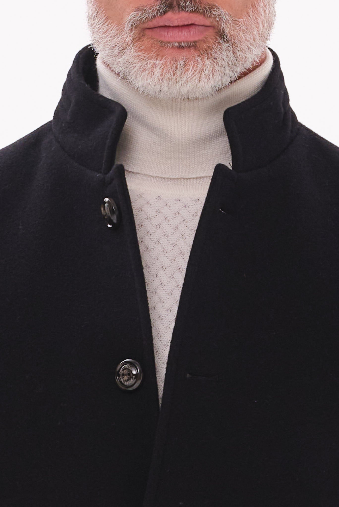 ΑΝΔΡΙΚΟ ΜΑΥΡΟ ΗΜΙΠΑΛΤΟ PORTOBELLO'S ΜΕ ΜΑΟ ΓΙΑΚΑ REGULAR FIT