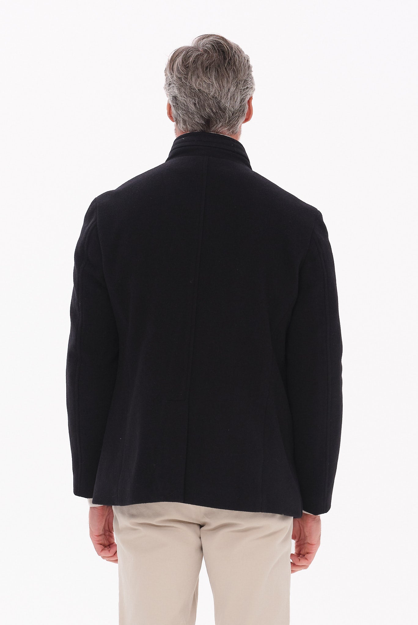 ΑΝΔΡΙΚΟ ΜΑΥΡΟ ΗΜΙΠΑΛΤΟ PORTOBELLO'S ΜΕ ΜΑΟ ΓΙΑΚΑ REGULAR FIT