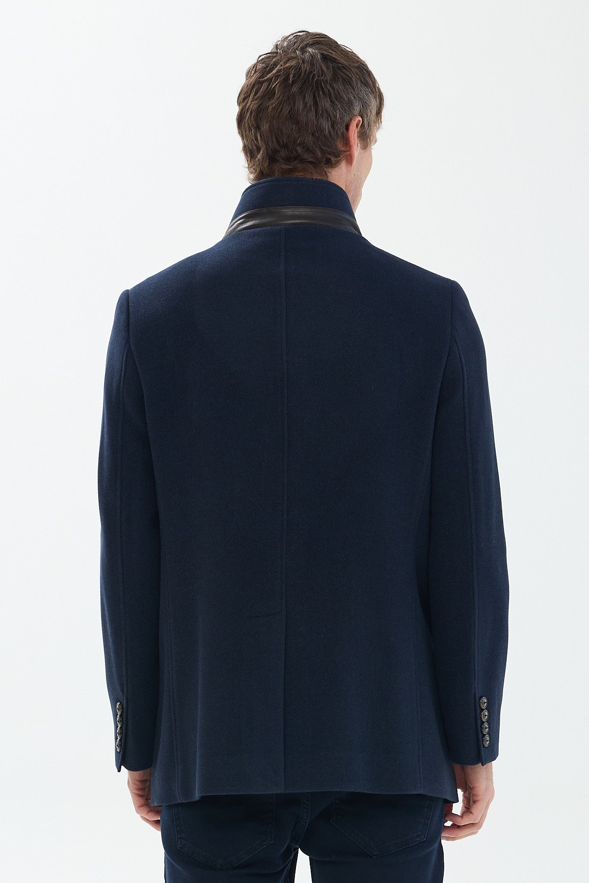 ΑΝΔΡΙΚΟ ΜΠΛΕ ΠΑΛΤΟ PORTOBELLO'S ΜΕ ΔΕΡΜΑΤΙΝΕΣ ΛΕΠΤΟΜΕΡΕΙΕΣ REGULAR FIT