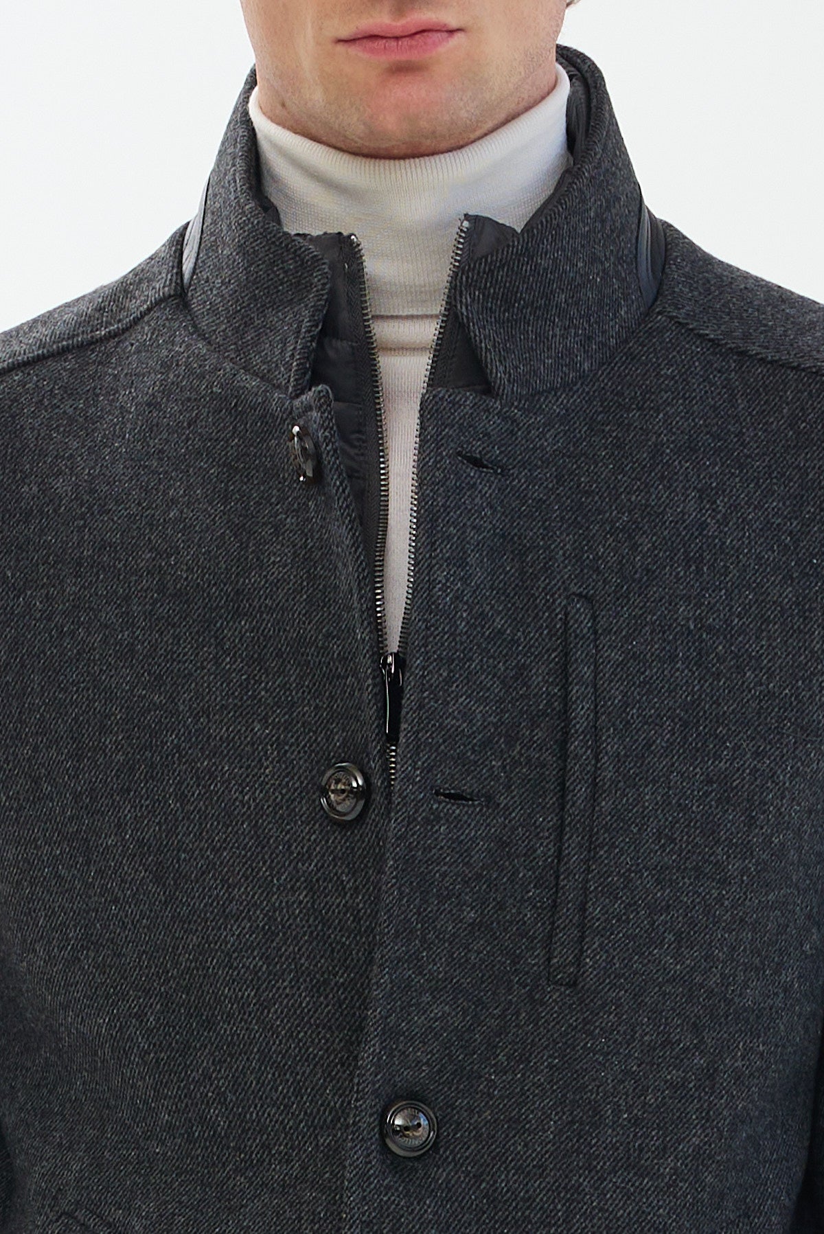 ΑΝΔΡΙΚΟ ΣΚΟΥΡΟ ΓΚΡΙ ΠΑΛΤΟ PORTOBELLO'S ΜΕ ΔΕΡΜΑΤΙΝΕΣ ΛΕΠΤΟΜΕΡΕΙΕΣ REGULAR FIT