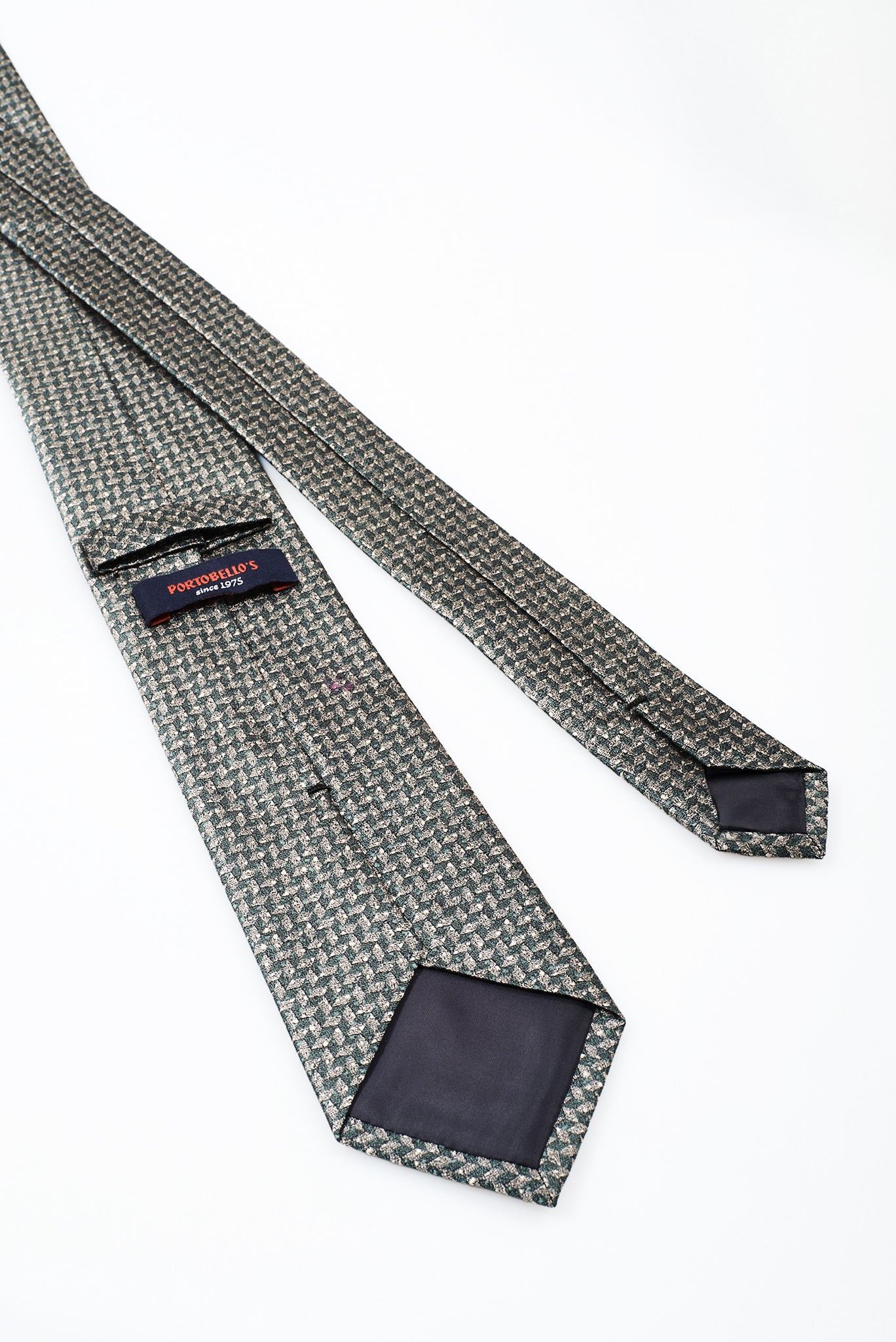 ΑΝΔΡΙΚΗ ΜΕΤΑΞΩΤΗ ΠΡΑΣΙΝΗ ΓΡΑΒΑΤΑ PORTOBELLO'S ΜΕ ΑΝΑΓΛΥΦΟ ΣΧΕΔΙΟ