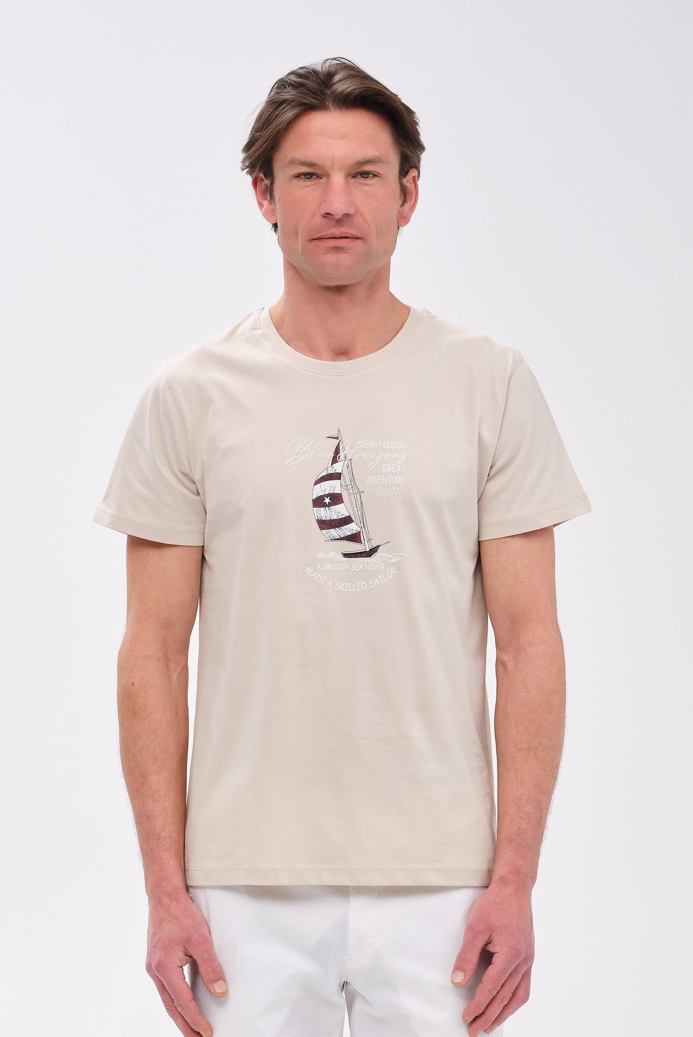 PORTOBELLO'S ΜΠΕΖ ΣΚΟΥΡΟ NAUTICAL T-SHIRT "BLUE HORIZONS" EDITION