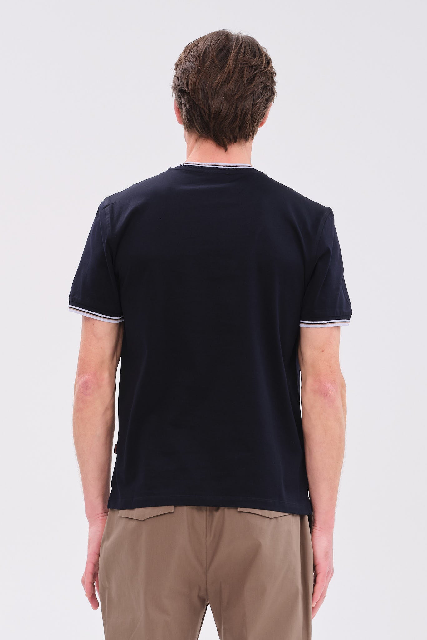 PORTOBELLO'S NAVY ESSENTIAL T-SHIRT ΜΕ REFINED ΔΙΠΛΗ ΓΡΑΜΜΗ