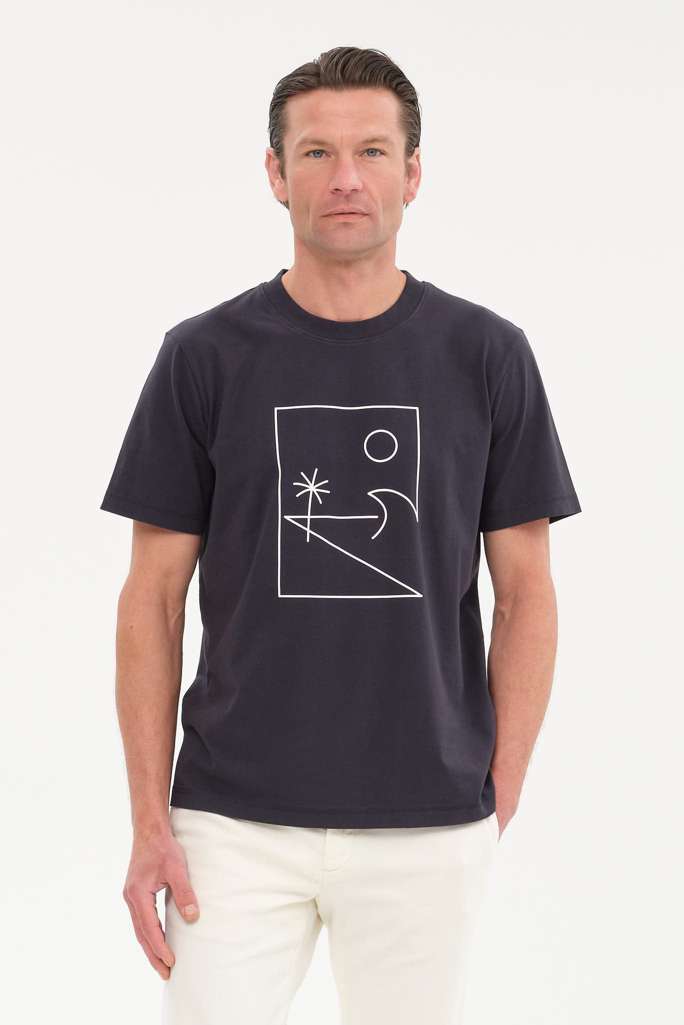 ΑΝΔΡΙΚO ΜΠΛΕ KONTOMANIKO T-SHIRT JOOP ΜΕ ΛΑΙΜΟΚΟΨΗ REGULAR FIT