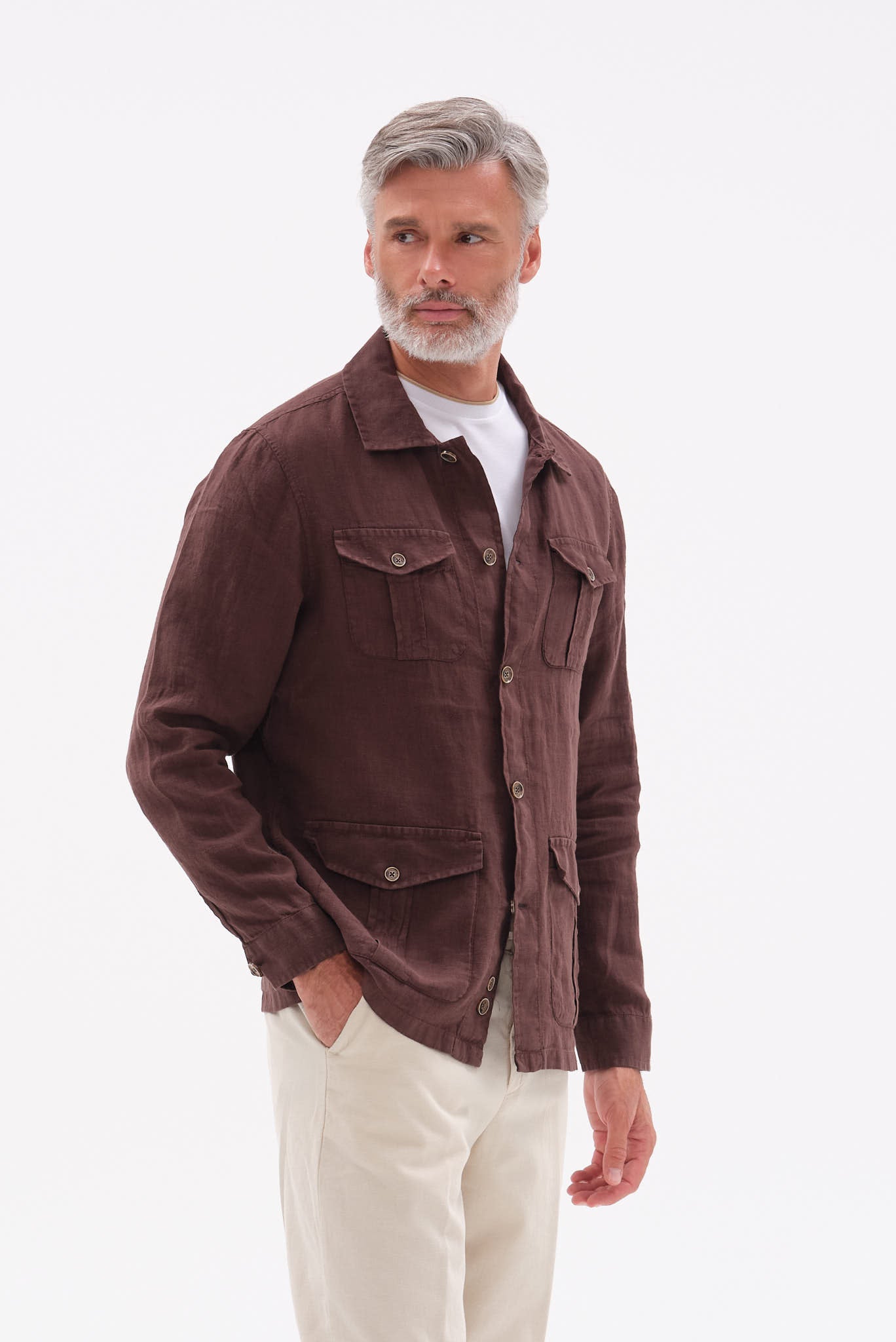 ΑΝΔΡΙΚΟ ΚΑΦΕ ΛΙΝΟ SAFARI OVERSHIRT PORTOBELLO'S REGULAR FIT