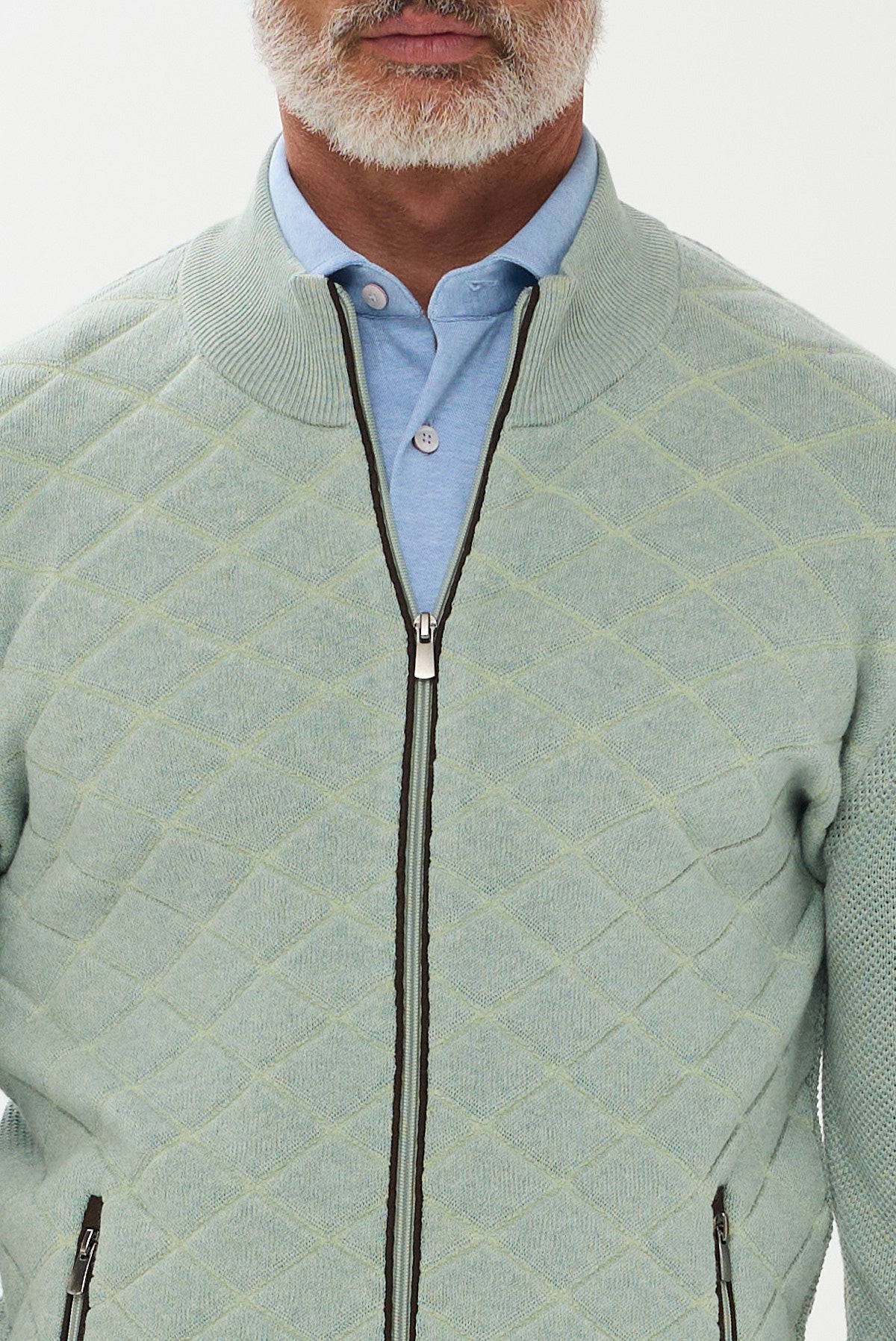 ΑΝΔΡΙΚΗ ΖΑΚΕΤΑ CARDIGAN PORTOBELLO'S ΣΕ ΧΡΩΜΑ ΜΕΝΤΑ ΜΕ ΚΑΠΙΤΟΝΕ ΣΧΕΔΙΟ REGULAR FIT