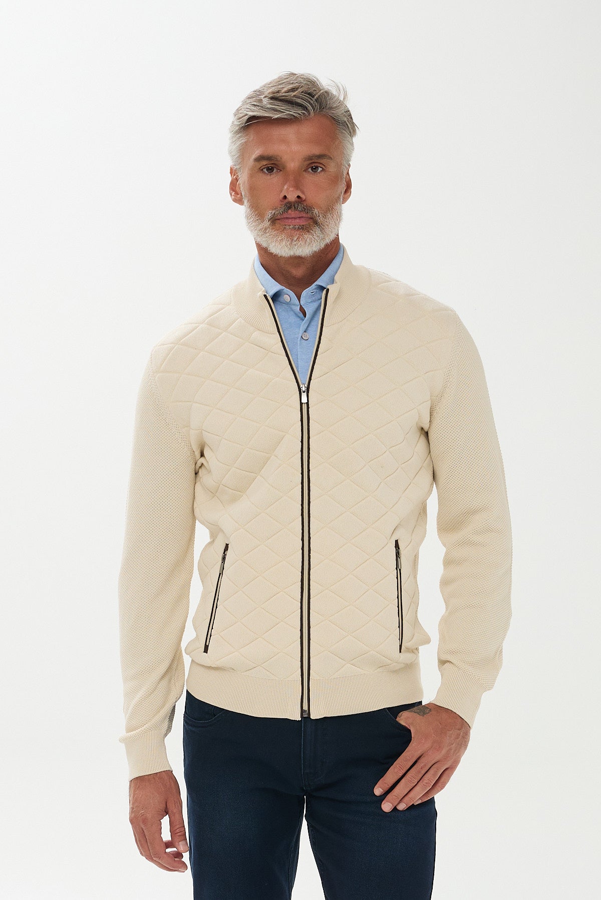 ΑΝΔΡΙΚΗ ΕΚΡΟΥ ΖΑΚΕΤΑ CARDIGAN PORTOBELLO'S ΜΕ ΚΑΠΙΤΟΝΕ ΣΧΕΔΙΟ REGULAR FIT