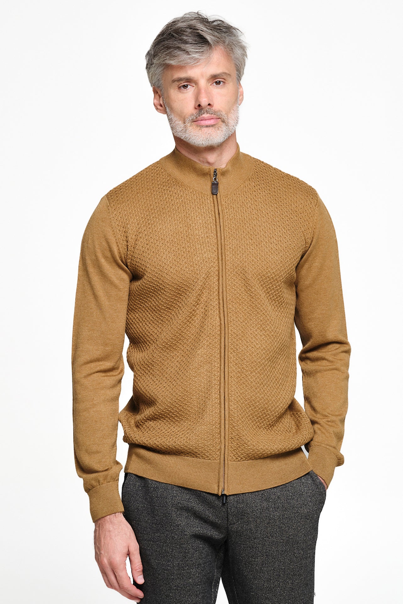 ΑΝΔΡΙΚΗ ΖΑΚΕΤΑ ΣΕ ΚΑΜΗΛΟ ΧΡΩΜΑ ΜΕ ΜΙΚΡΟΣΧΕΔΙΟ REGULAR FIT LES GENT'S