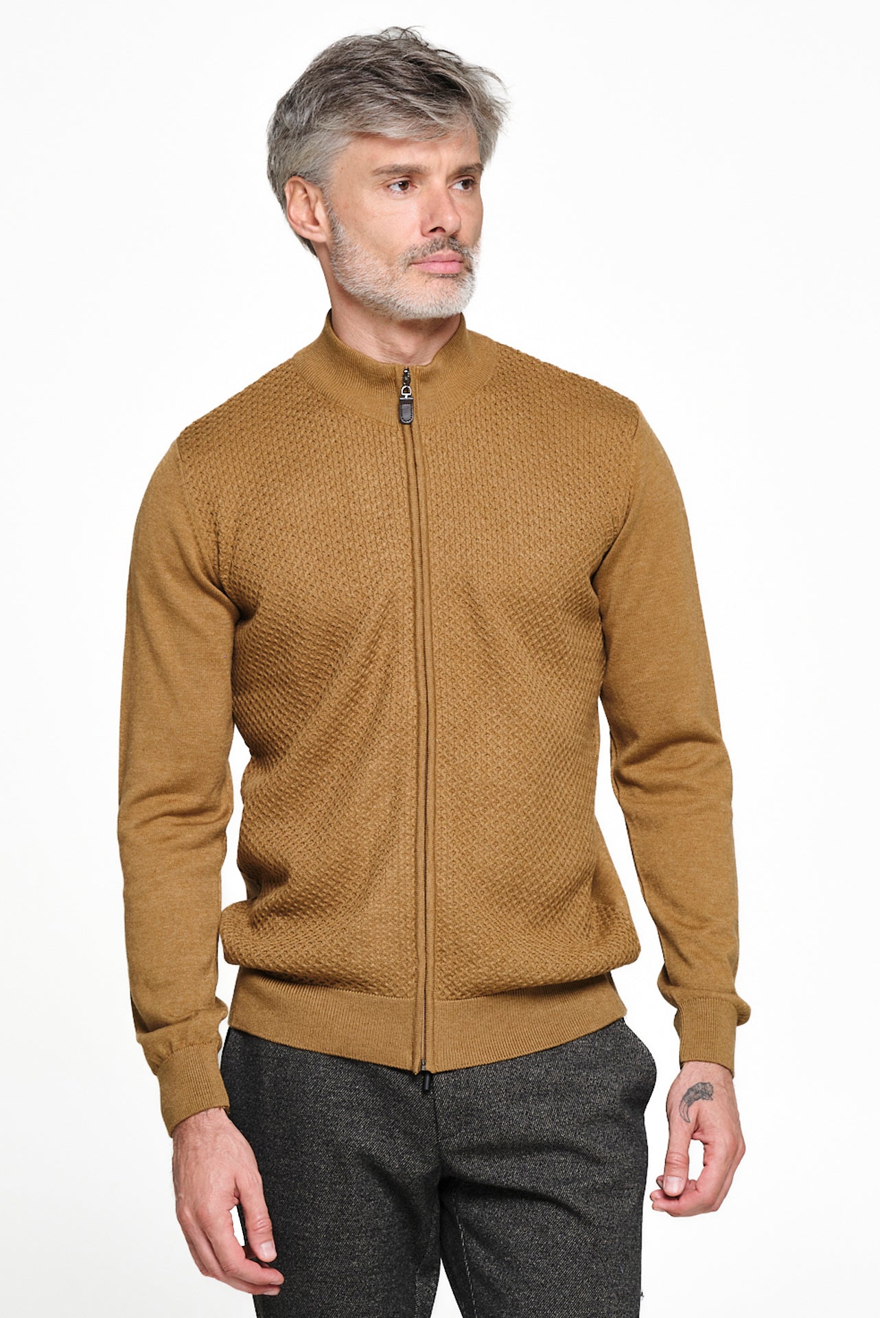 ΑΝΔΡΙΚΗ ΖΑΚΕΤΑ ΣΕ ΚΑΜΗΛΟ ΧΡΩΜΑ ΜΕ ΜΙΚΡΟΣΧΕΔΙΟ REGULAR FIT LES GENT'S