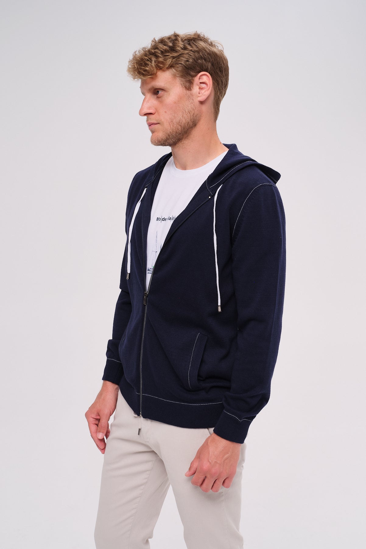 ΑΝΔΡΙΚΗ ΖΑΚΕΤΑ CARDIGAN PORTOBELLO'S ΣΕ ΜΠΛΕ NAVY ΧΡΩΜΑ ΜΕ ΚΟΥΚΟΥΛΑ