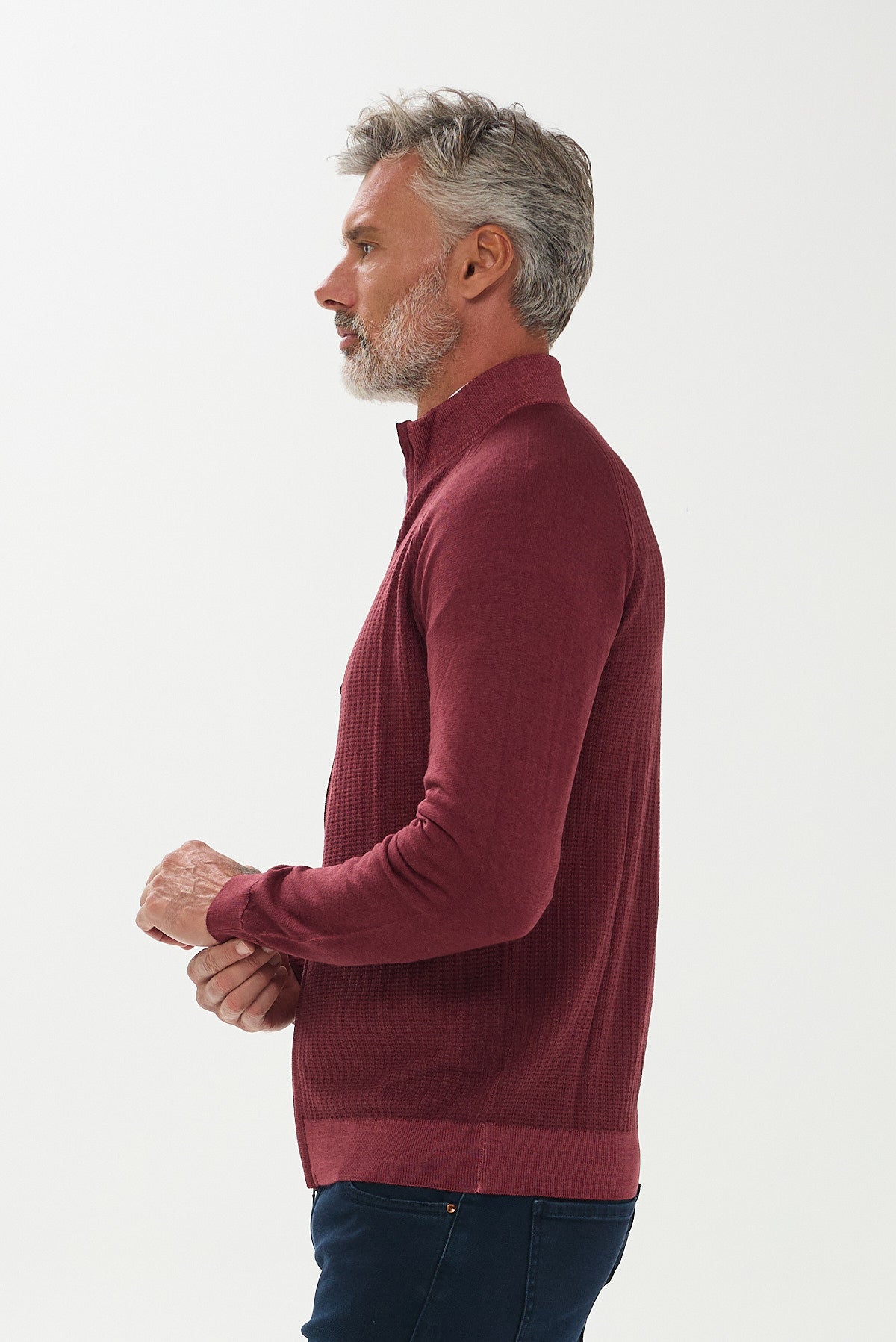 ΑΝΔΡΙΚΗ ΜΑΛΛΙΝΗ ΖΑΚΕΤΑ CARDIGAN PORTOBELLO'S ΣΕ ΜΠΟΡΝΤΟ ΧΡΩΜΑ REGULAR FIT