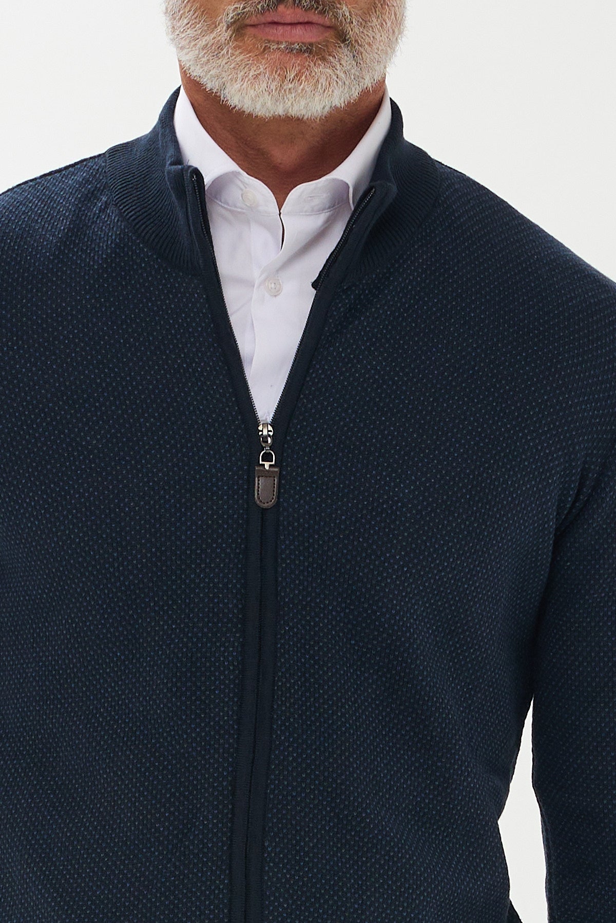 ΑΝΔΡΙΚΗ ΖΑΚΕΤΑ CARDIGAN PORTOBELLO'S ΣΕ ΑΠΟΧΡΩΣΗ INDIGO ΜΕ ΜΙΚΡΟΣΧΕΔΙΟ REGULAR FIT