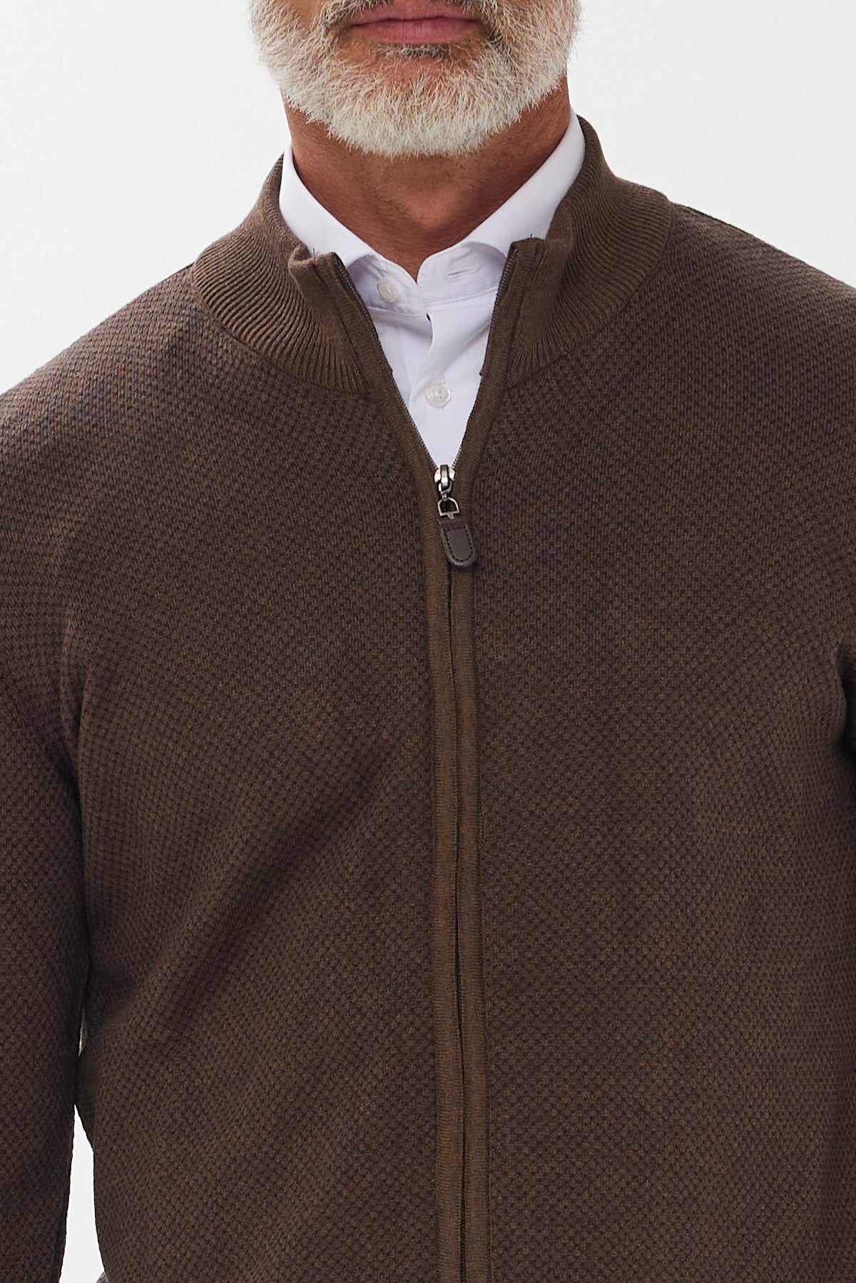 ΑΝΔΡΙΚΗ ΖΑΚΕΤΑ CARDIGAN PORTOBELLO'S ΣΕ ΑΠΟΧΡΩΣΗ ΚΑΦΕ ΜΠΛΕ ΜΕ ΜΙΚΡΟΣΧΕΔΙΟ REGULAR FIT