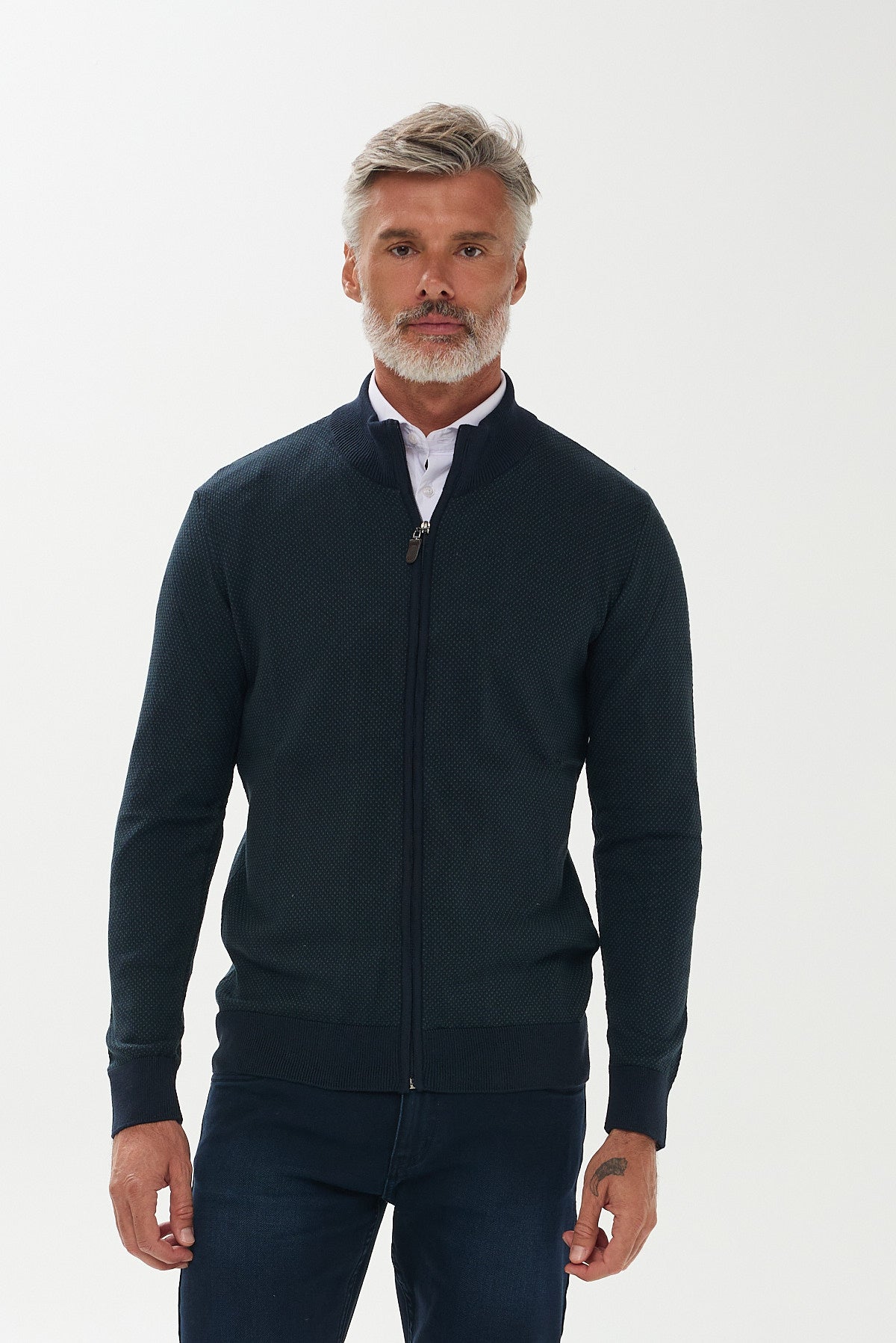 ΑΝΔΡΙΚΗ ΖΑΚΕΤΑ CARDIGAN PORTOBELLO'S ΣΕ ΑΠΟΧΡΩΣΗ ΜΠΛΕ ΠΡΑΣΙΝΟ ΜΕ ΜΙΚΡΟΣΧΕΔΙΟ REGULAR FIT