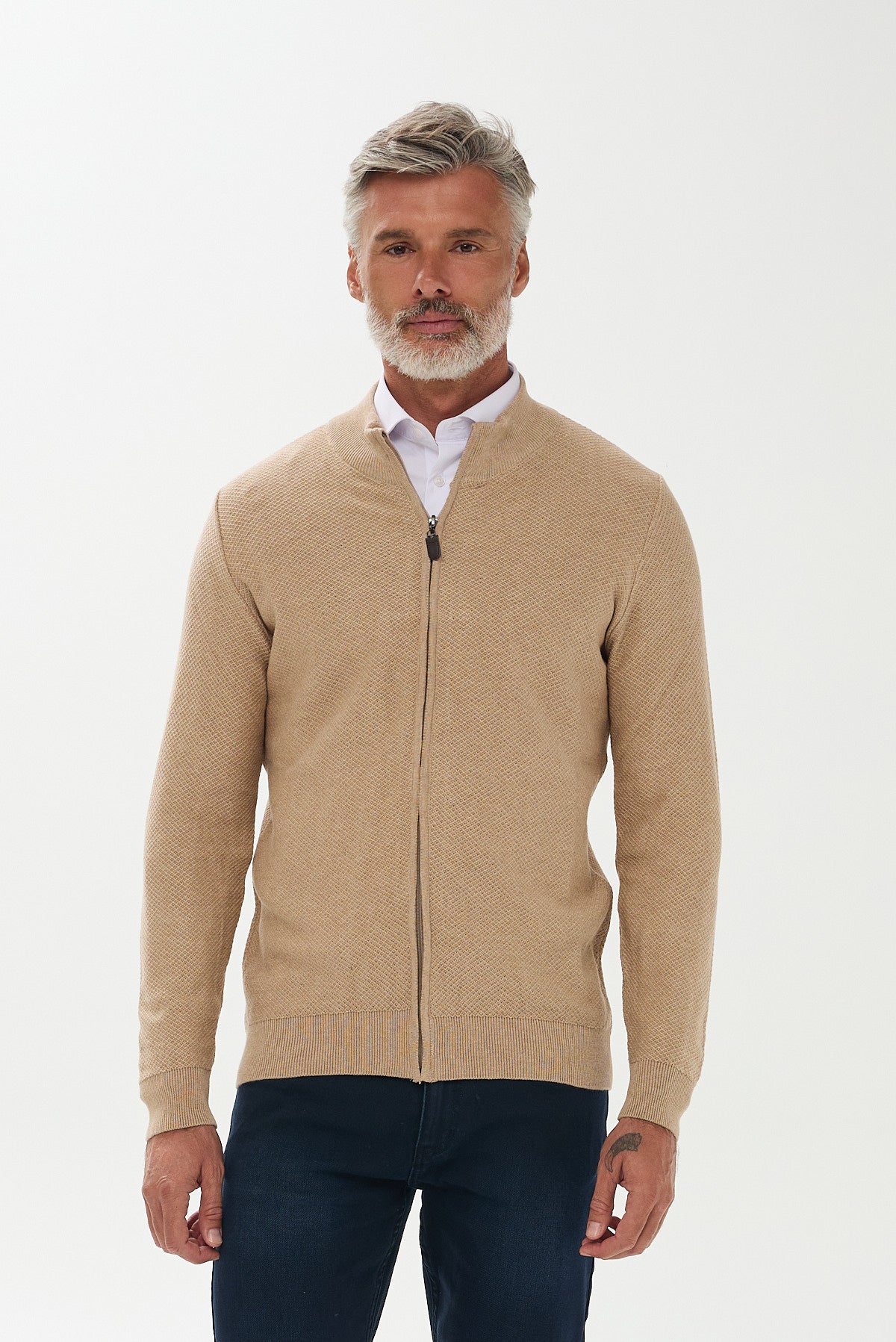 ΑΝΔΡΙΚΗ ΖΑΚΕΤΑ CARDIGAN PORTOBELLO'S ΣΕ ΜΠΕΖ ΣΚΟΥΡΟ ΧΡΩΜΑ REGULAR FIT