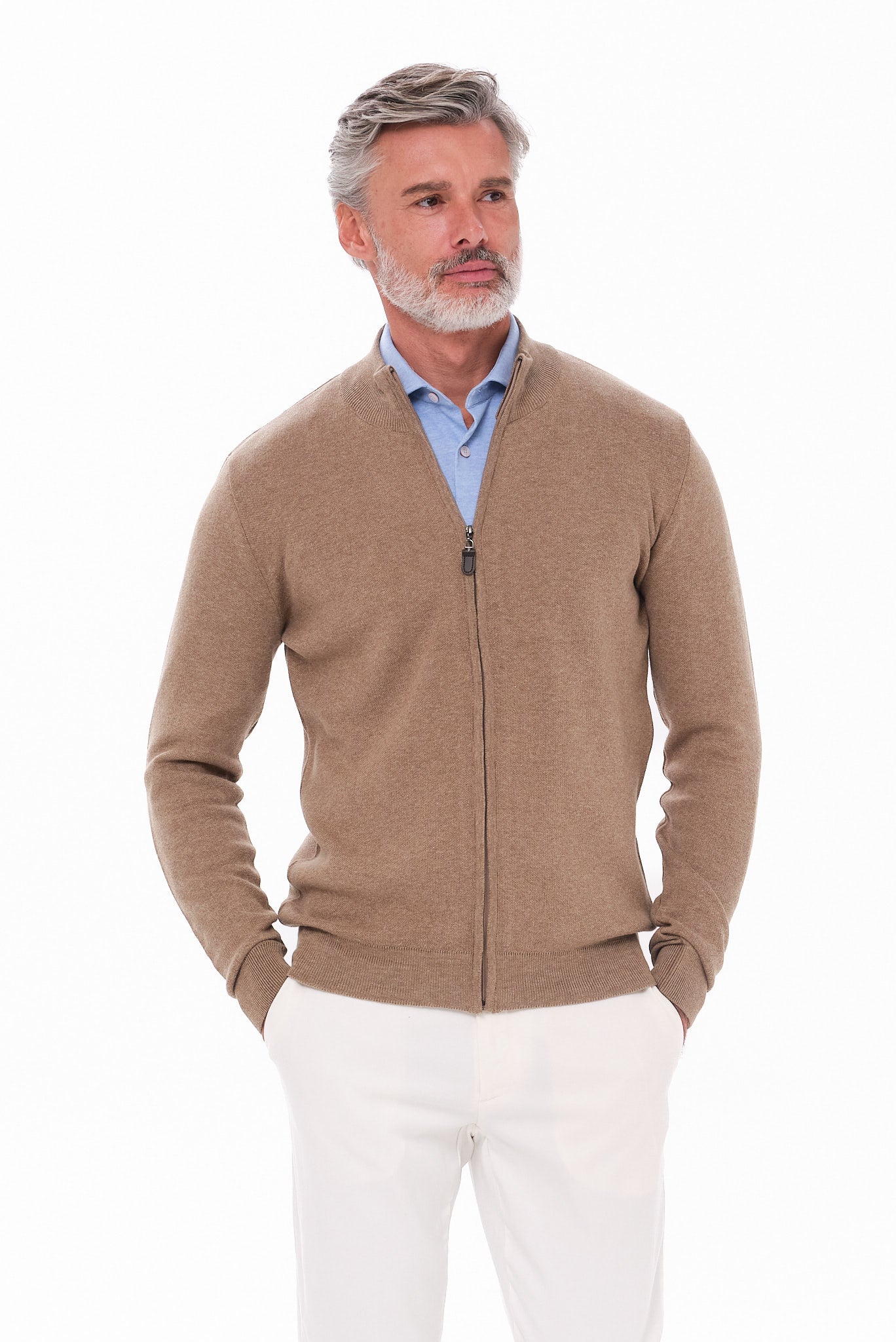 ΑΝΔΡΙΚΗ ΖΑΚΕΤΑ ΜΠΕΖ ΣΚΟΥΡΟ CARDIGAN LES GENT'S REGULAR FIT