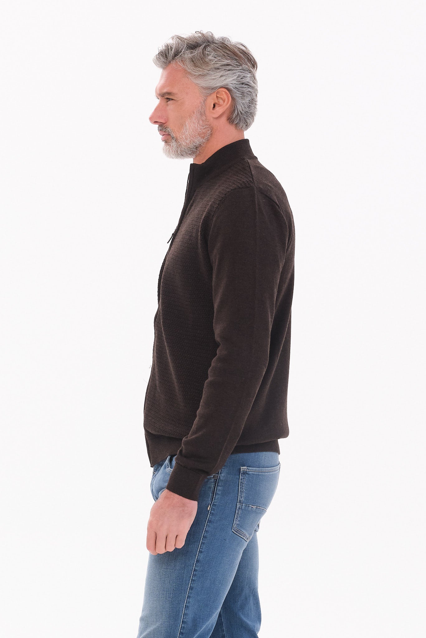 ΑΝΔΡΙΚΗ ΖΑΚΕΤΑ ΚΑΦΕ CARDIGAN LES GENT'S REGULAR FIT ΜΕ ΜΙΚΡΟΣΧΕΔΙΟ