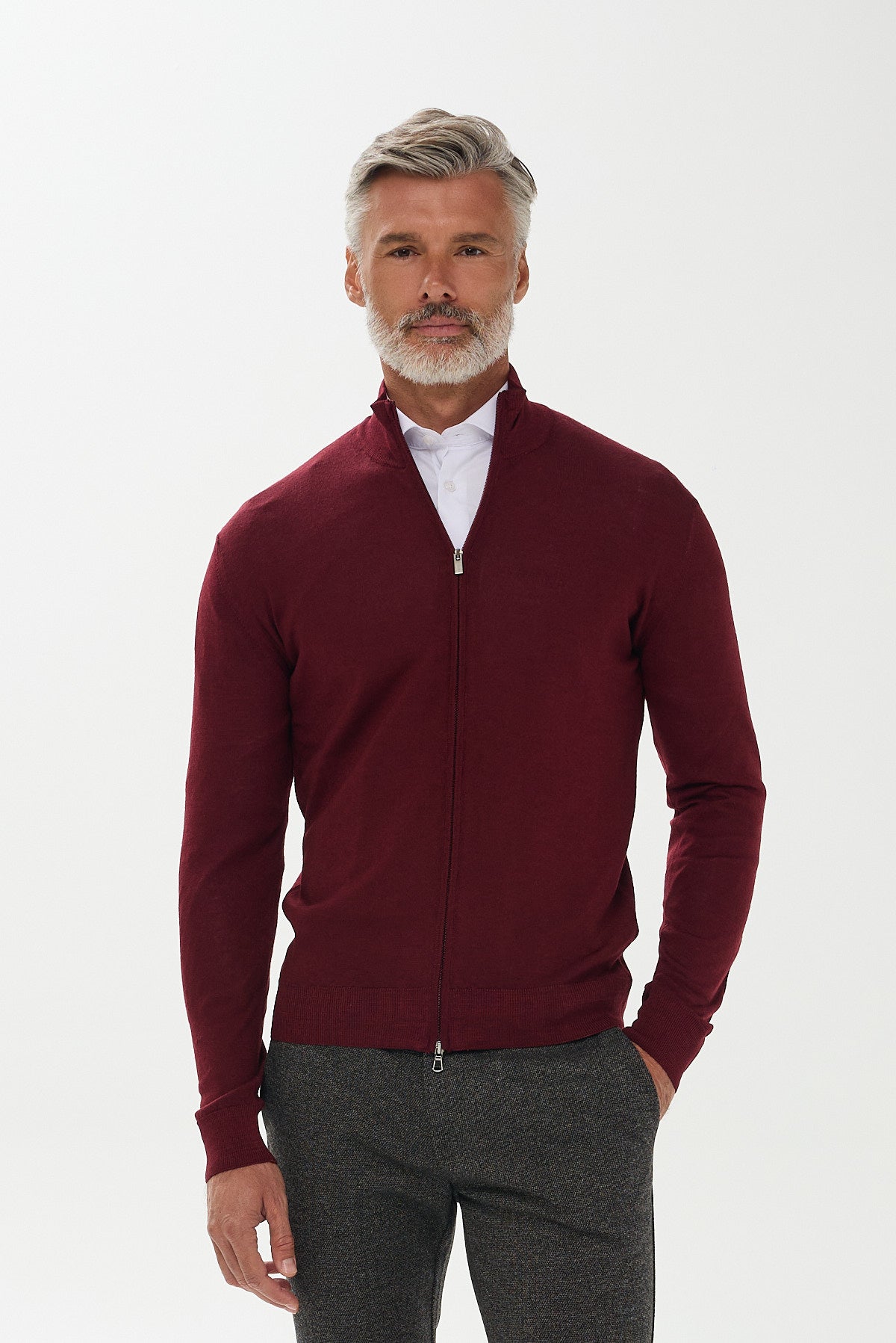 ΑΝΔΡΙΚΗ ΜΑΛΛΙΝΗ ΖΑΚΕΤΑ CARDIGAN ΣΕ ΜΠΟΡΝΤΟ ΧΡΩΜΑ PORTOBELLO'S REGULAR FIT