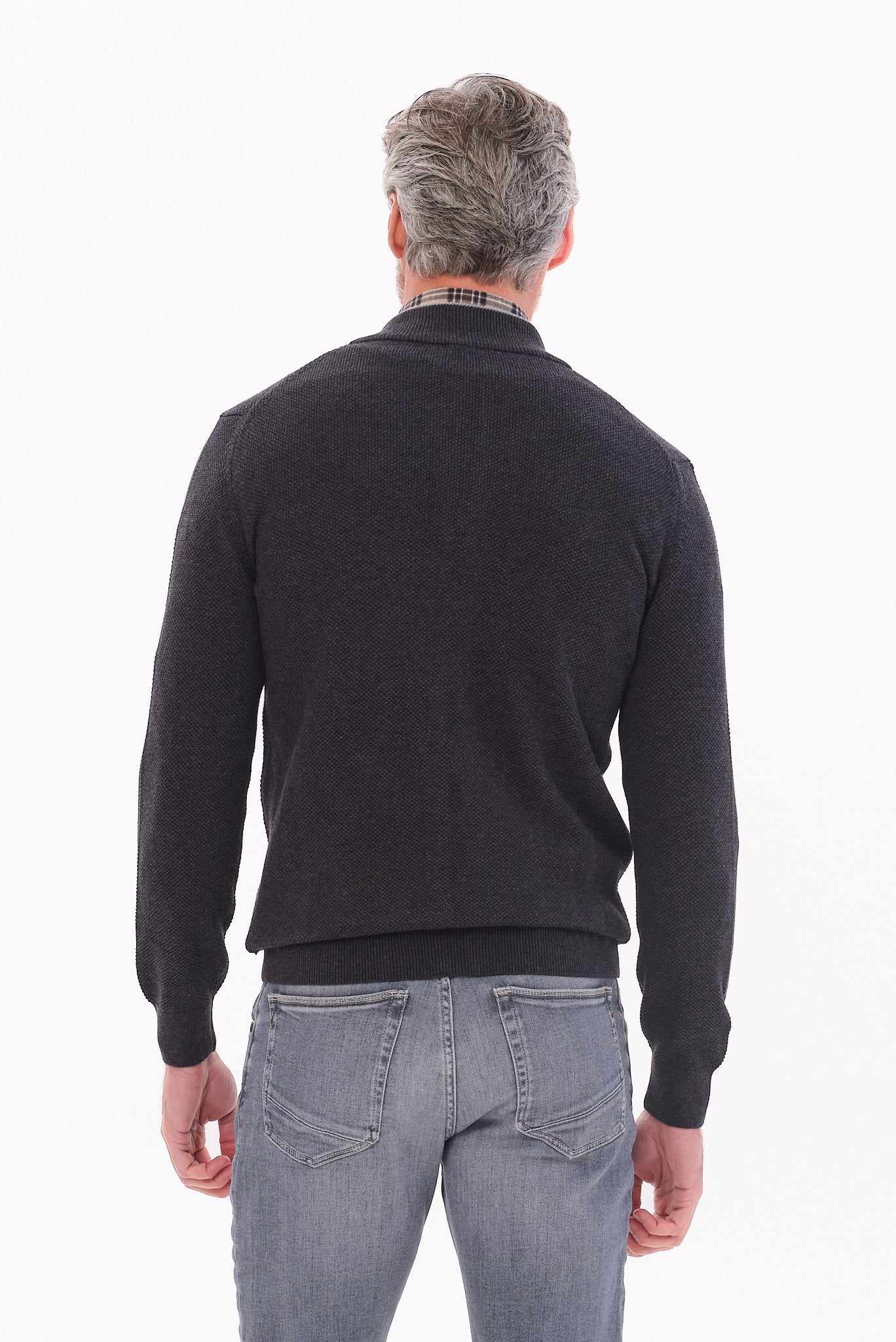 ΑΝΔΡΙΚΗ ΖΑΚΕΤΑ CARDIGAN PORTOBELLO'S ΣΤΟ ΧΡΩΜΑ ΤΟΥ ΓΡΑΦΙΤΗ REGULAR FIT ΜΕ ΜΙΚΡΟΣΧΕΔΙΟ