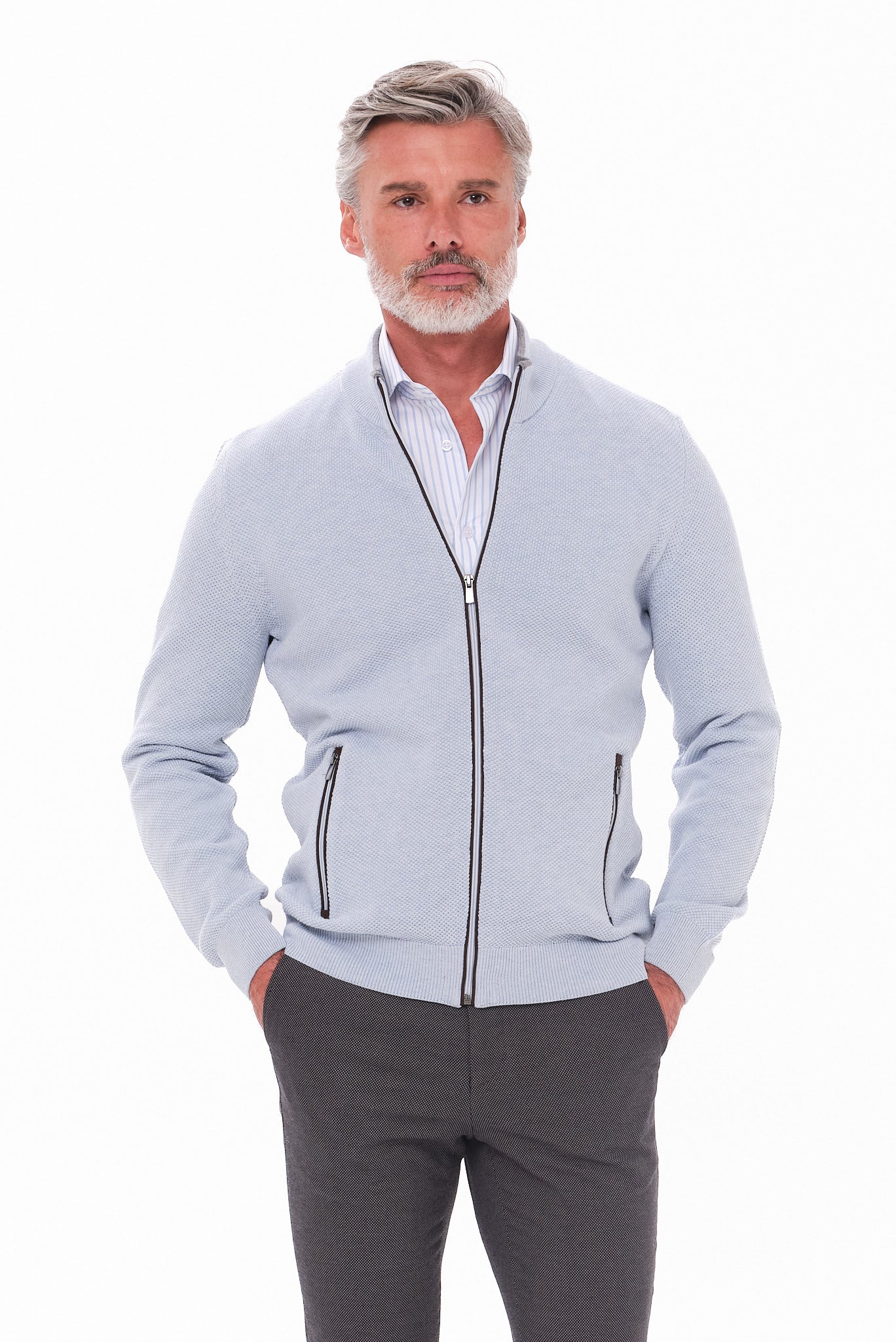 ΑΝΔΡΙΚΗ ΣΙΕΛ ΖΑΚΕΤΑ CARDIGAN PORTOBELLO'S REGULAR FIT ΜΕ ΜΙΚΡΟΣΧΕΔΙΟ