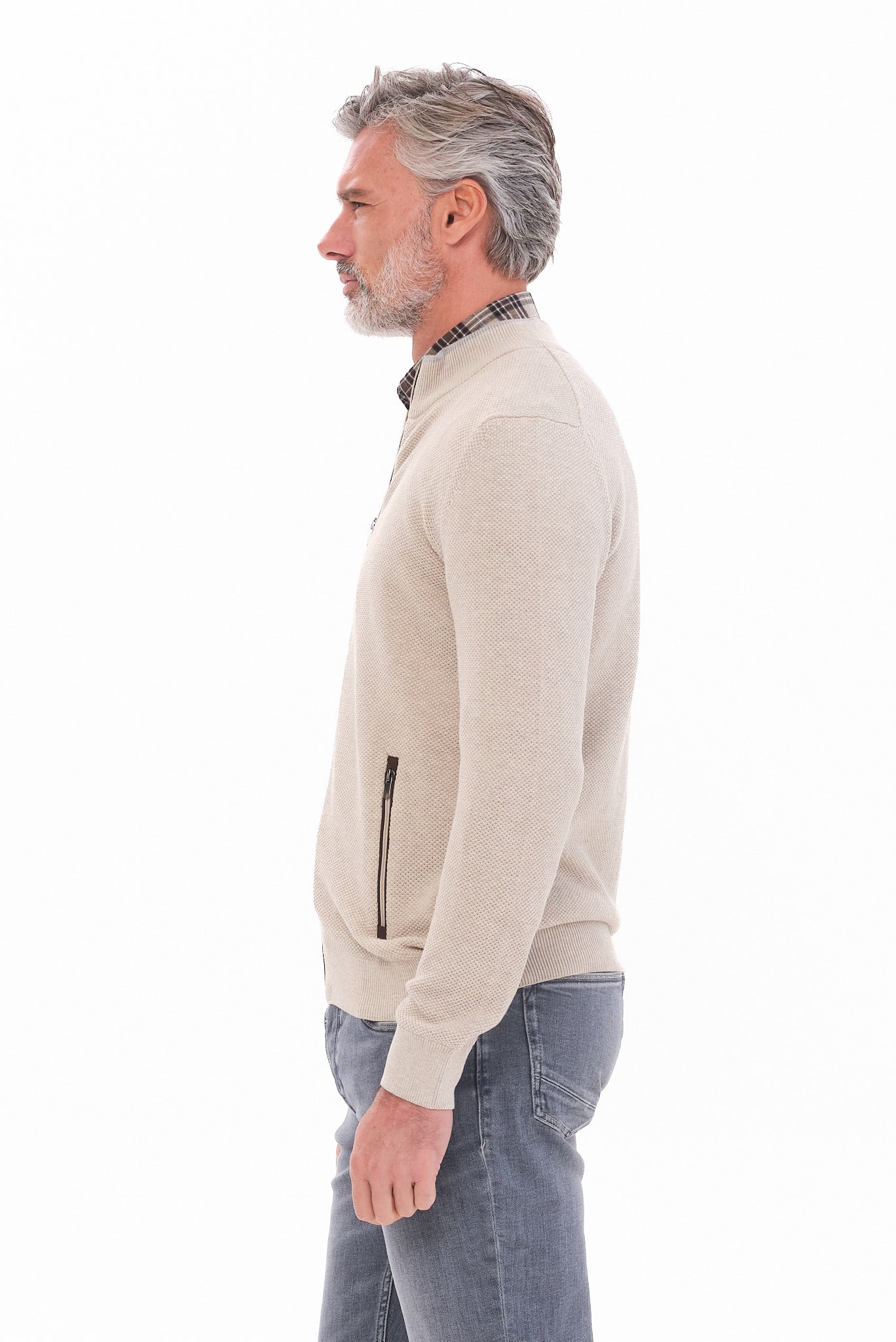 ΑΝΔΡΙΚΗ ΜΠΕΖ ΣΚΟΥΡΟ ΖΑΚΕΤΑ CARDIGAN PORTOBELLO'S REGULAR FIT ΜΕ ΜΙΚΡΟΣΧΕΔΙΟ