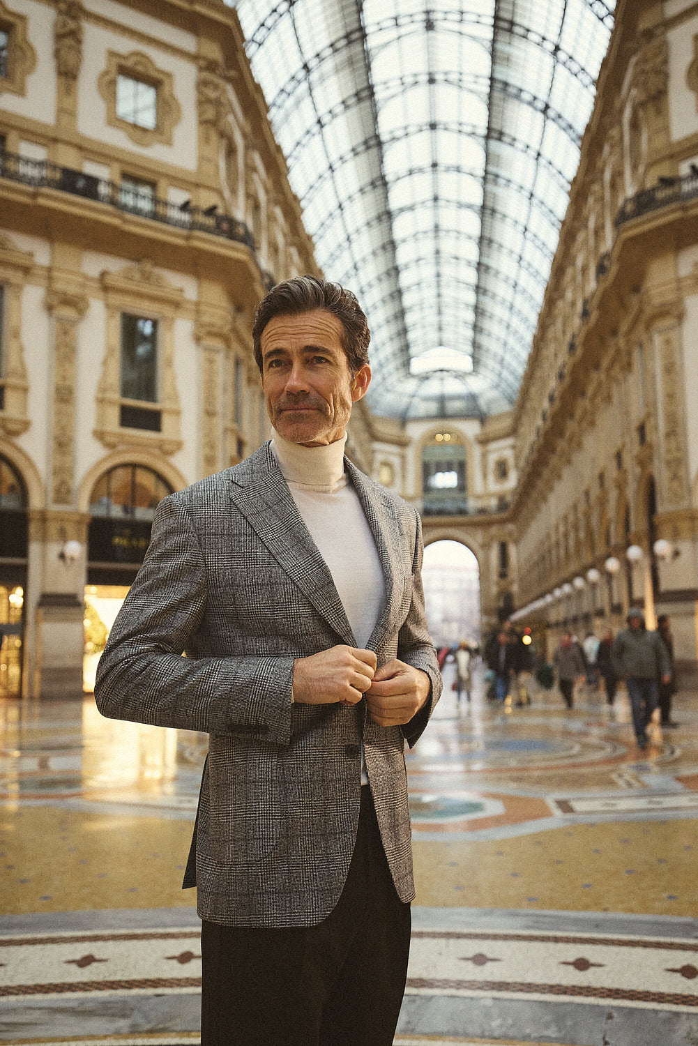 ΑΝΔΡΙΚΟ ΓΚΡΙ ΚΑΡΟ ΜΑΛΛΙΝΟ ΣΑΚΑΚΙ PORTOBELLO'S ΜΕ ΜΙΚΡΟΣΧΕΔΙΟ6 SLIM FIT