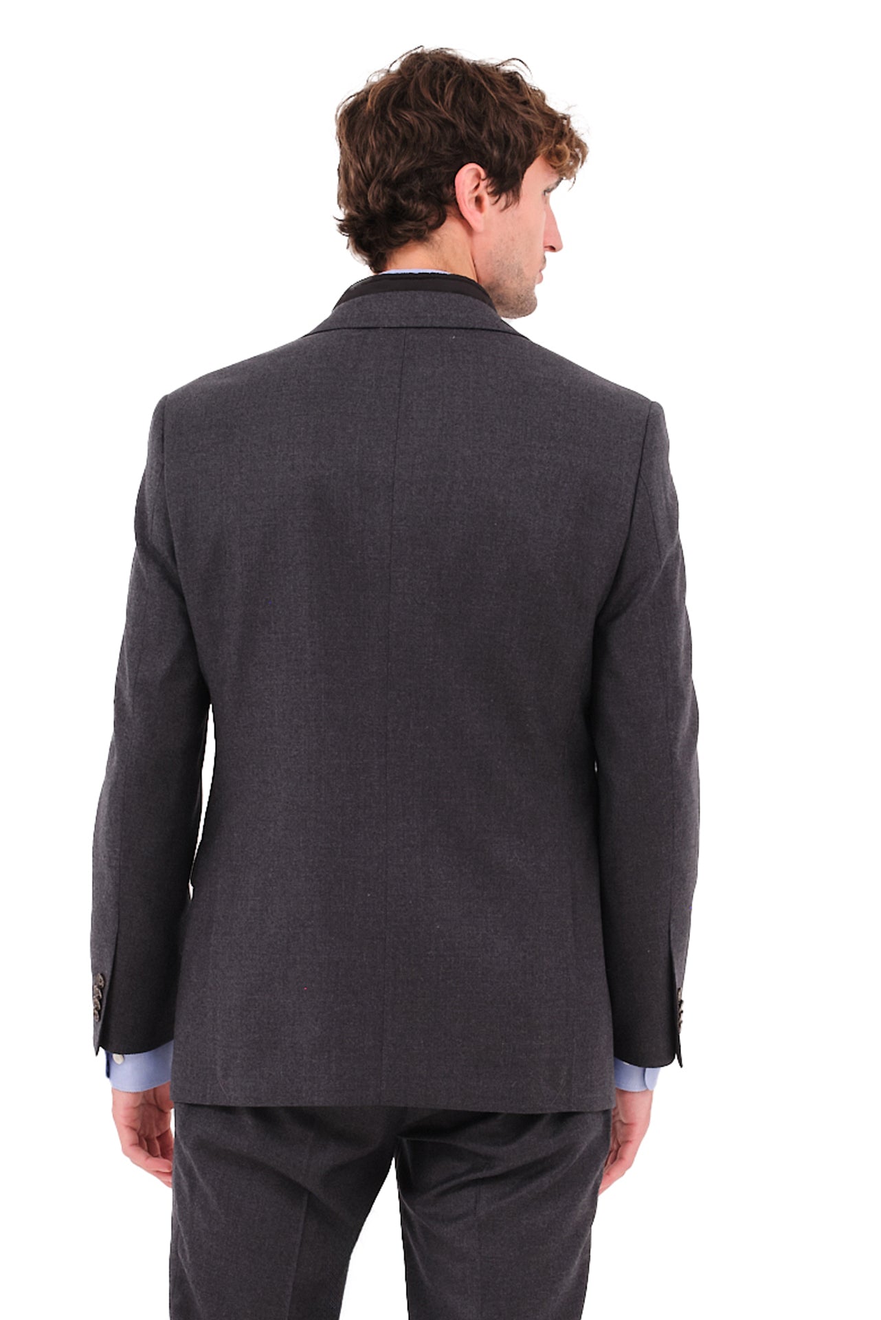 ΑΝΔΡΙΚΟ ΓΚΡΙ ΣΚΟΥΡΟ ΣΑΚΑΚΙ PORTOBELLO'S ΜΕ ΜΠΛΕ ΑΠΟΣΠΩΜΕΝΗ ΜΟΣΤΡΑ SLIM FIT