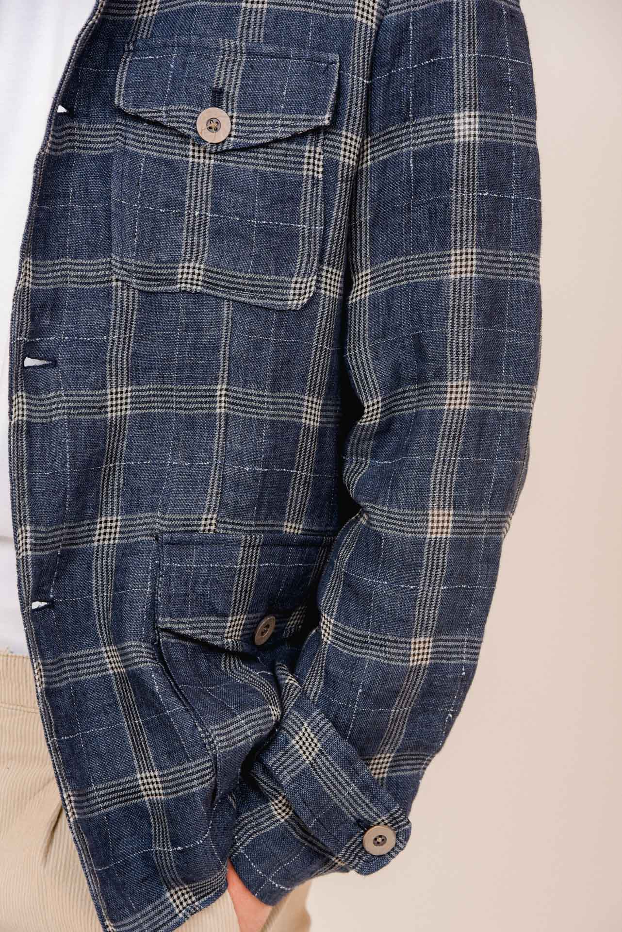 ΑΝΔΡΙΚΟ ΣΑΚΑΚΙ PORTOBELLO’S INDIGO SAFARI JACKET ΣΕ ΜΠΛΕ ΧΡΩΜΑ ΚΑΙ ΜΠΕΖ ΚΑΡΟ