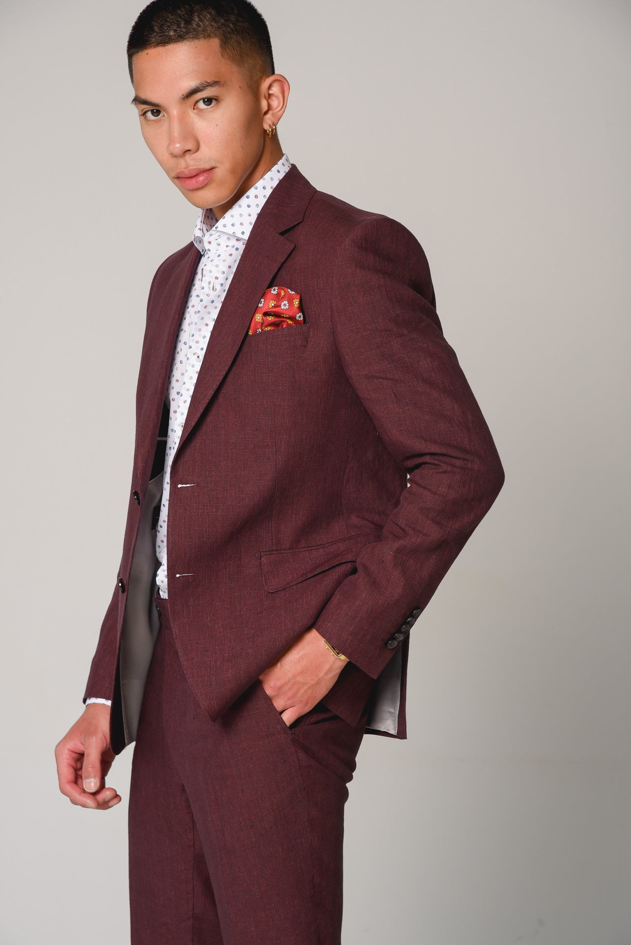 ΑΝΔΡΙΚΟ ΚΟΣΤΟΥΜΙ PORTOBELLO'S ΜΠΟΡΝΤΟ ΜΕ ΛΙΝΟ ΥΦΑΣΜΑ ΑΠΟ ΤΗΝ ANGELICO