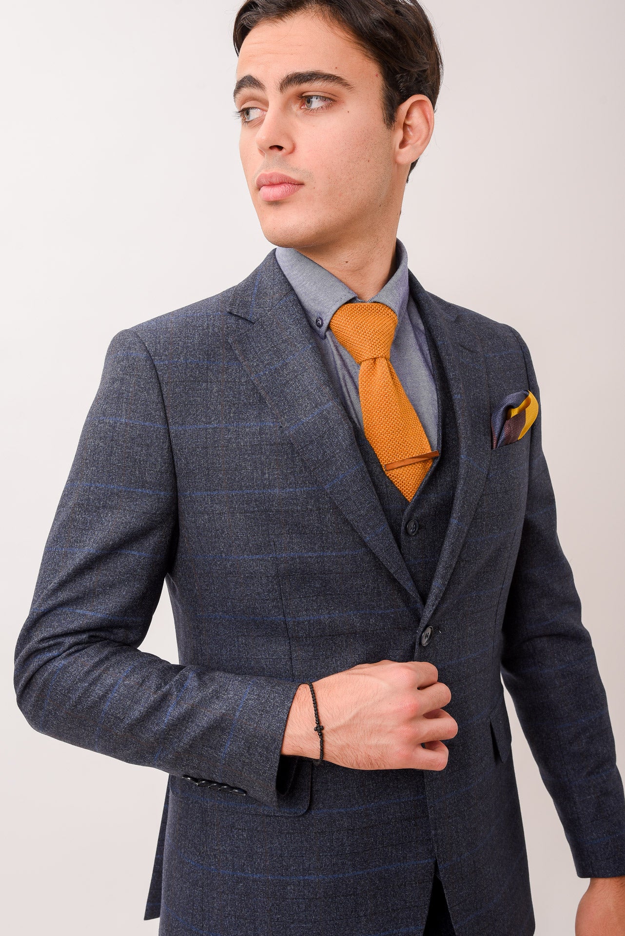 ΑΝΔΡΙΚΟ ΜΟΝΟΠΕΤΟ ΔΙΚΟΥΜΠΟ ΚΟΣΤΟΥΜΙ PORTOBELLO'S ΜΕ ΚΑΡΟ ΣΧΕΔΙΟ ΣΕ ΜΠΛΕ ΧΡΩΜΑ SLIM FIT