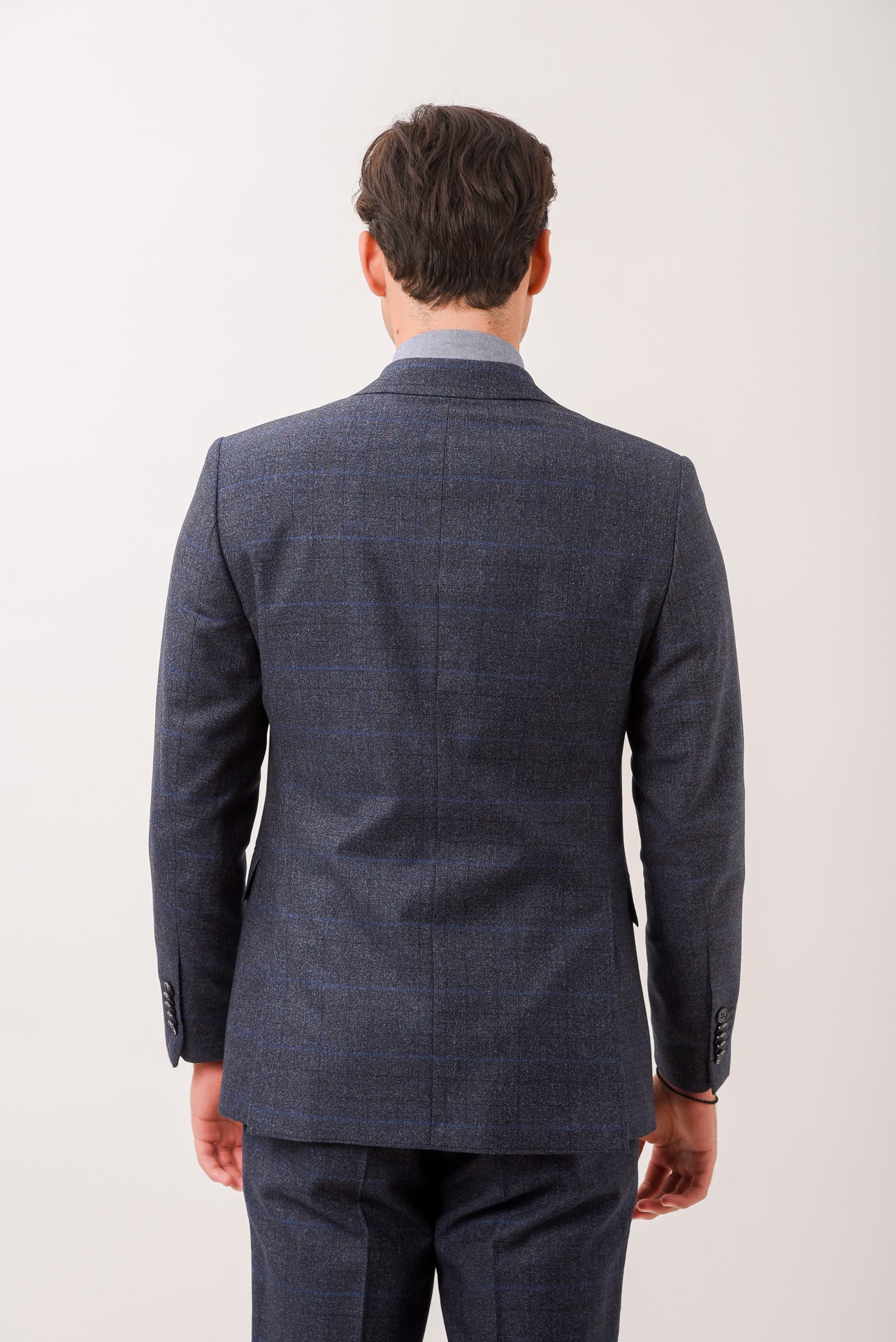 ΑΝΔΡΙΚΟ ΜΟΝΟΠΕΤΟ ΔΙΚΟΥΜΠΟ ΚΟΣΤΟΥΜΙ PORTOBELLO'S ΜΕ ΚΑΡΟ ΣΧΕΔΙΟ ΣΕ ΜΠΛΕ ΧΡΩΜΑ SLIM FIT