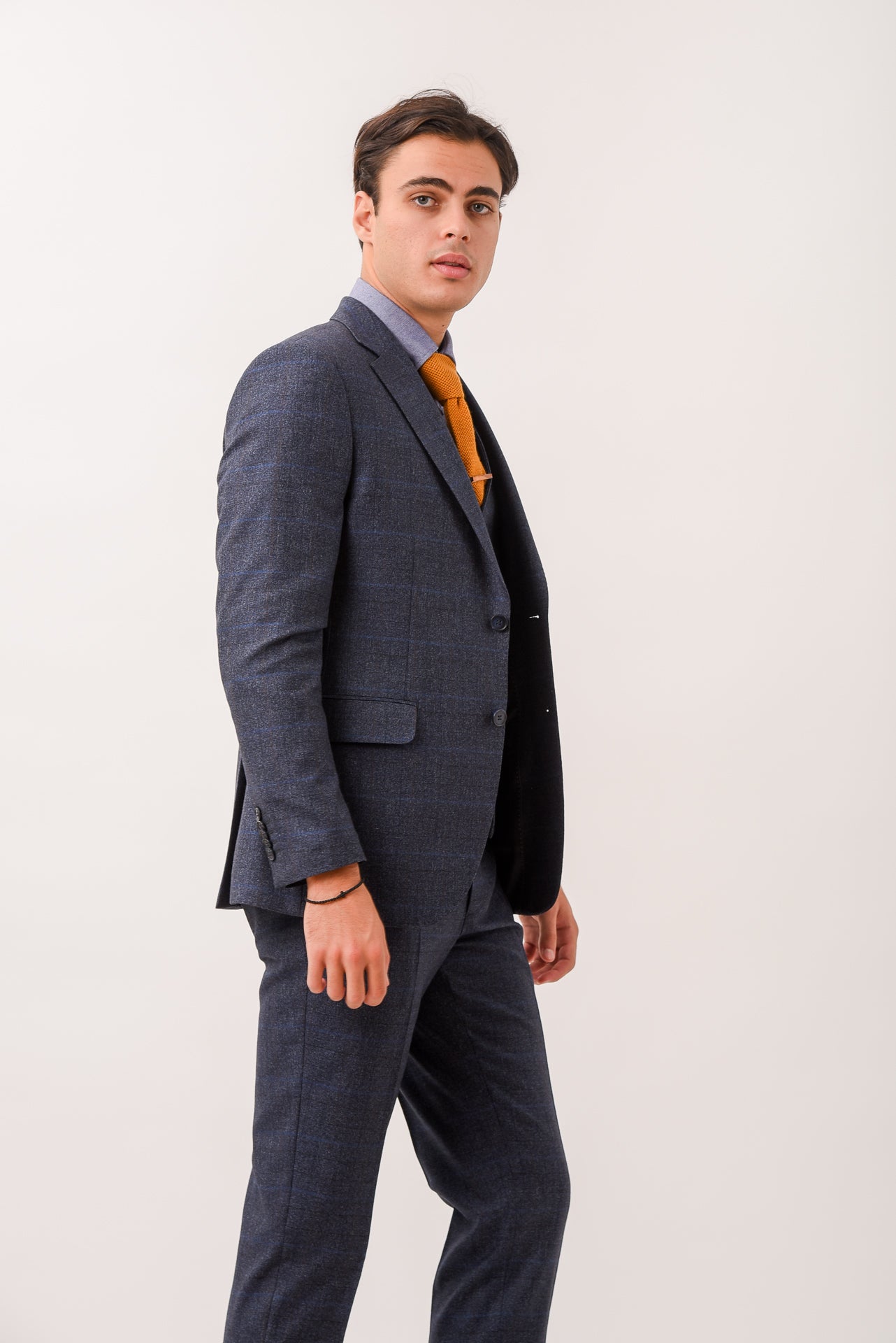 ΑΝΔΡΙΚΟ ΜΟΝΟΠΕΤΟ ΔΙΚΟΥΜΠΟ ΚΟΣΤΟΥΜΙ PORTOBELLO'S ΜΕ ΚΑΡΟ ΣΧΕΔΙΟ ΣΕ ΜΠΛΕ ΧΡΩΜΑ SLIM FIT