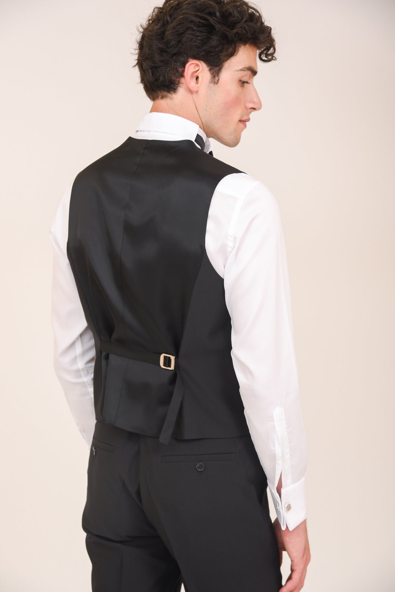 ΑΝΔΡΙΚΟ THREE-PIECES ΔΙΚΟΥΜΠΟ ΜΑΥΡΟ TUXEDO ΜΕ ΣΑΤΕΝ PEAK ΠΕΤΑ PORTOBELLO'S