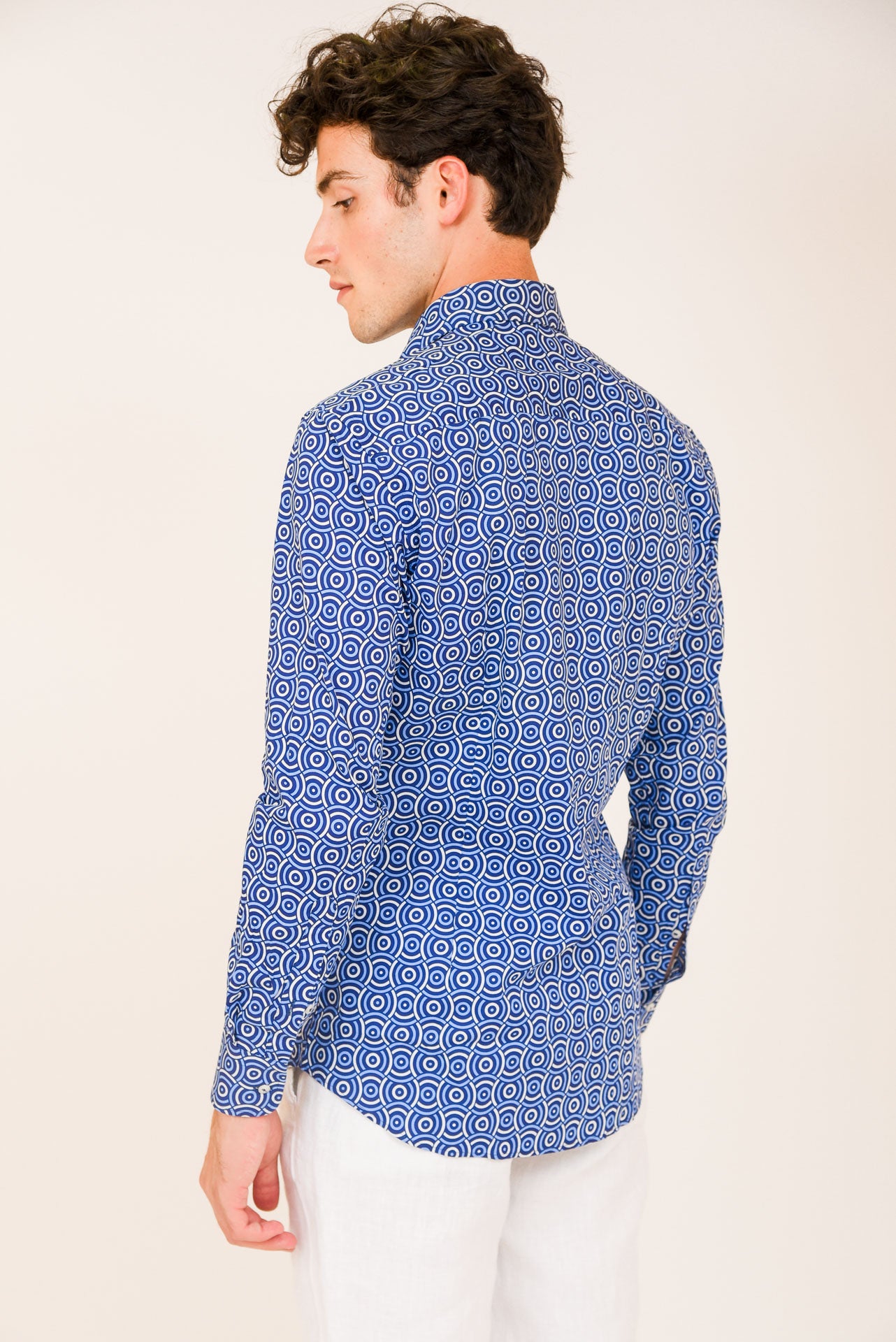 ΑΝΔΡΙΚΟ ΠΟΥΚΑΜΙΣΟ ΜΕ REX ΓΙΑΚΑ PORTOBELLO'S ΜΠΛΕ ΜΕ ΕΝΤΟΝΟ ΣΧΕΔΙΟ SLIM FIT