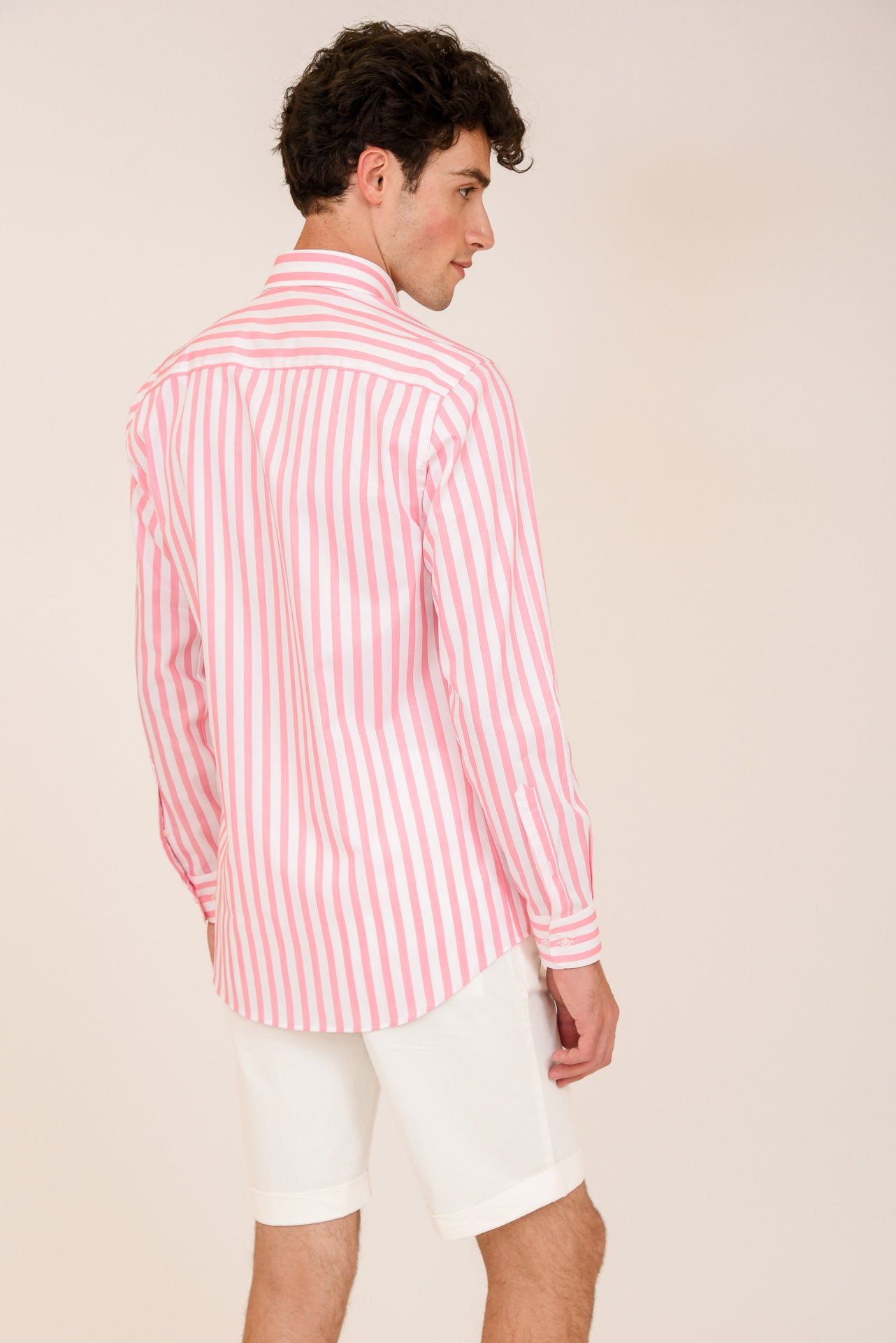 ΑΝΔΡΙΚΟ ΠΟΥΚΑΜΙΣΟ ΜΕ BUTTON DOWN ΓΙΑΚΑ PORTOBELLO'S ΡΟΖ ΜΕ ΛΕΥΚΕΣ ΡΙΓΕΣ REGULAR FIT