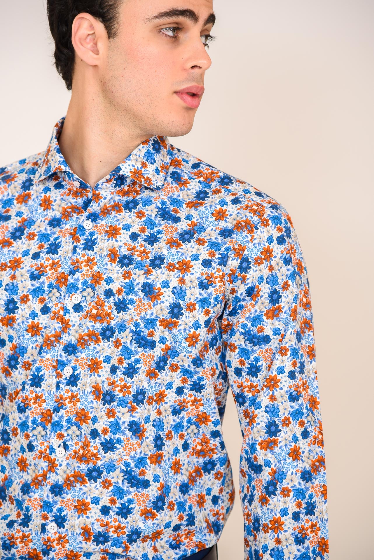 ΑΝΔΡΙΚΟ ΠΟΥΚΑΜΙΣΟ ΜΕ REX ΓΙΑΚΑ PORTOBELLO'S ΚΕΡΑΜΙΔΙ FLORAL SLIM IT