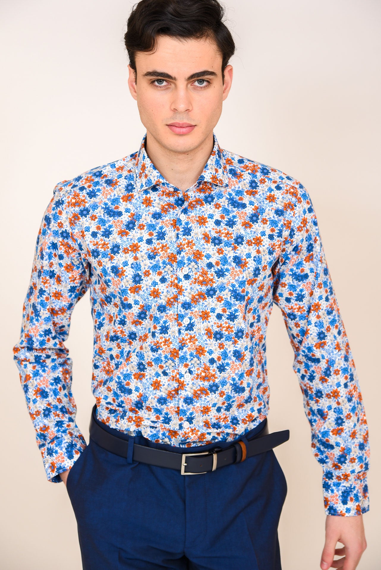 ΑΝΔΡΙΚΟ ΠΟΥΚΑΜΙΣΟ ΜΕ REX ΓΙΑΚΑ PORTOBELLO'S ΚΕΡΑΜΙΔΙ FLORAL SLIM IT