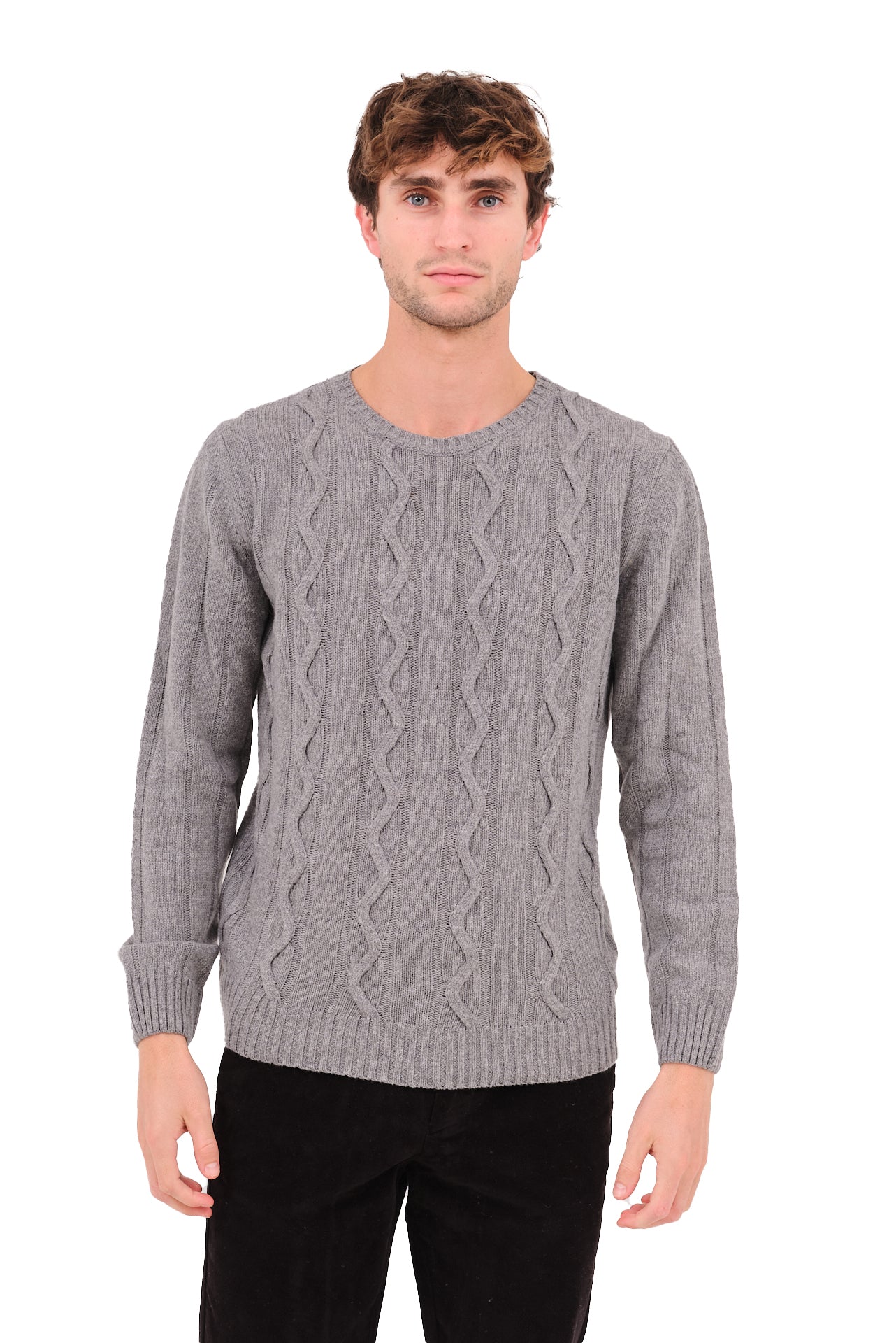 ΑΝΔΡΙΚΟ ΓΚΡΙ ΠΟΥΛΟΒΕΡ PORTOBELLO'S ΜΕ ΛΑΙΜΟΚΟΨΗ ΚΑΙ ΟΡΑΤΗ ΠΛΕΞΗ