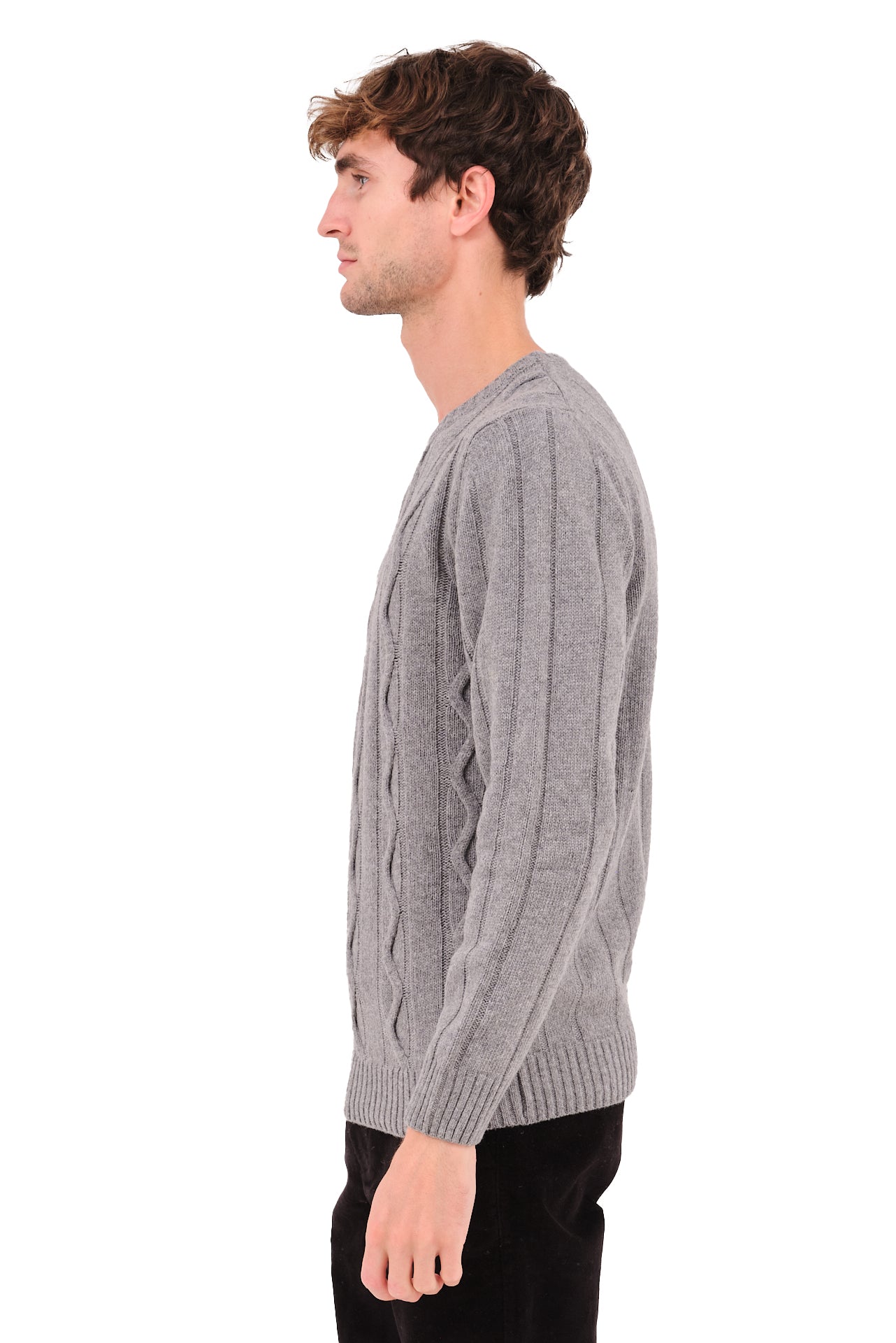 ΑΝΔΡΙΚΟ ΓΚΡΙ ΠΟΥΛΟΒΕΡ PORTOBELLO'S ΜΕ ΛΑΙΜΟΚΟΨΗ ΚΑΙ ΟΡΑΤΗ ΠΛΕΞΗ