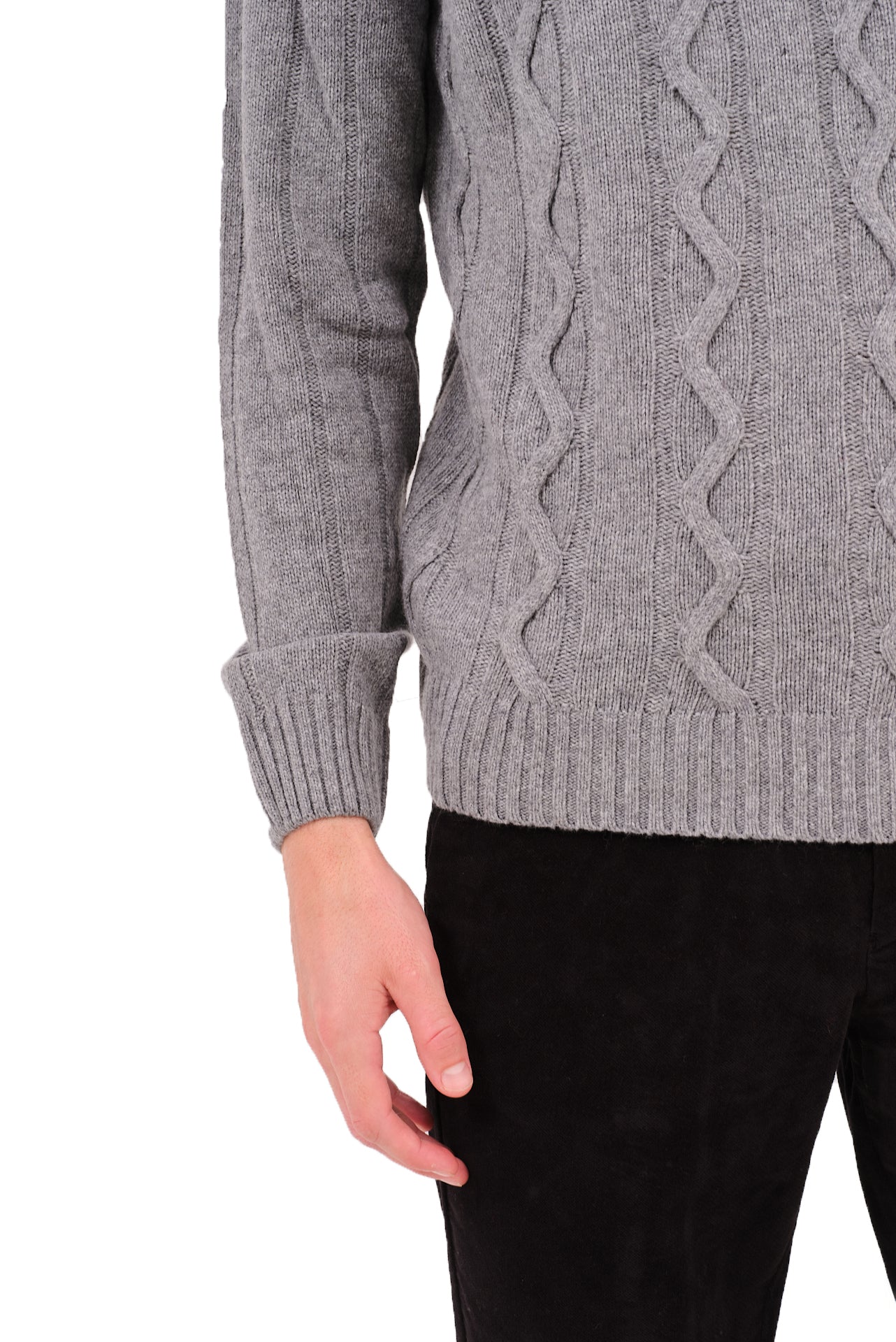 ΑΝΔΡΙΚΟ ΓΚΡΙ ΠΟΥΛΟΒΕΡ PORTOBELLO'S ΜΕ ΛΑΙΜΟΚΟΨΗ ΚΑΙ ΟΡΑΤΗ ΠΛΕΞΗ