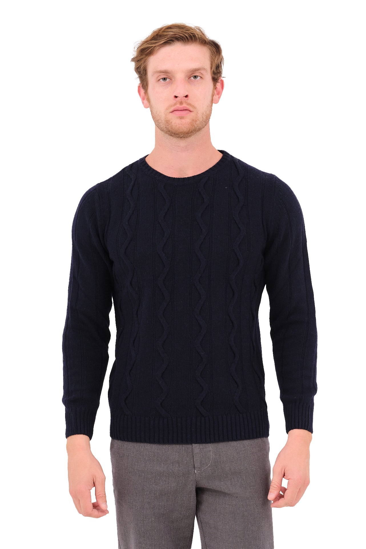 ΑΝΔΡΙΚΟ ΜΠΛΕ ΠΟΥΛΟΒΕΡ PORTOBELLO'S ΜΕ ΛΑΙΜΟΚΟΨΗ ΚΑΙ ΟΡΑΤΗ ΠΛΕΞΗ