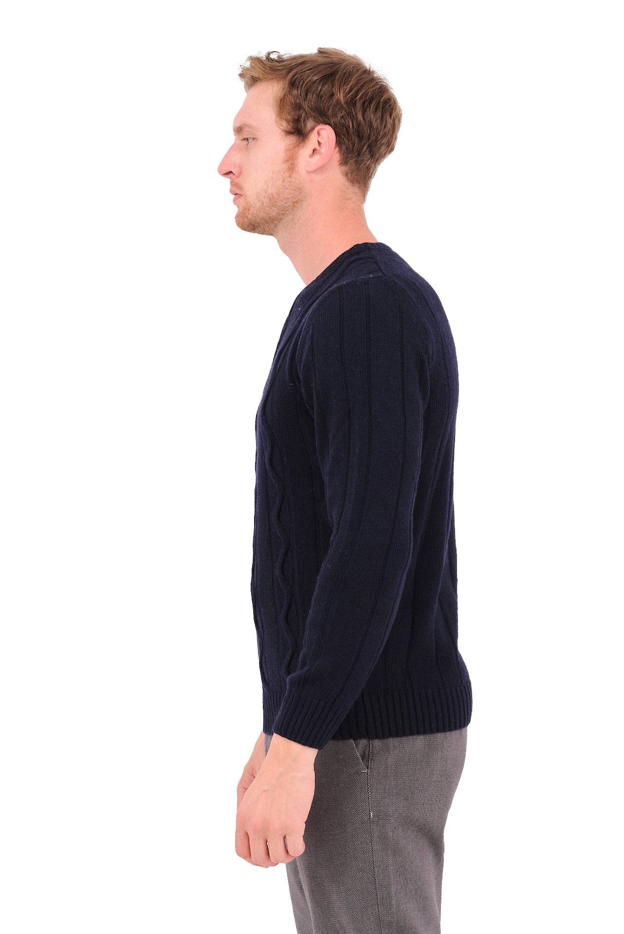 ΑΝΔΡΙΚΟ ΜΠΛΕ ΠΟΥΛΟΒΕΡ PORTOBELLO'S ΜΕ ΛΑΙΜΟΚΟΨΗ ΚΑΙ ΟΡΑΤΗ ΠΛΕΞΗ