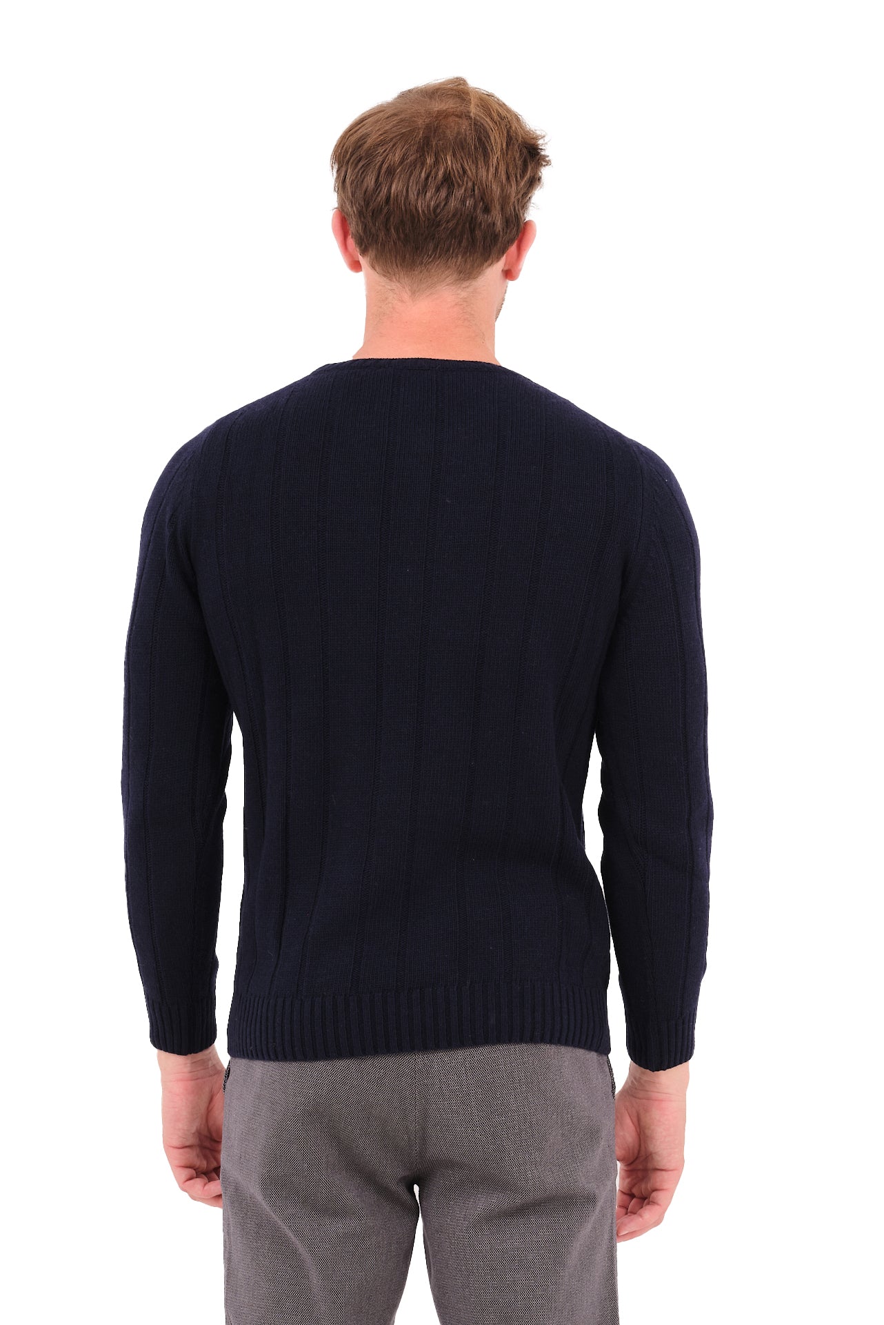 ΑΝΔΡΙΚΟ ΜΠΛΕ ΠΟΥΛΟΒΕΡ PORTOBELLO'S ΜΕ ΛΑΙΜΟΚΟΨΗ ΚΑΙ ΟΡΑΤΗ ΠΛΕΞΗ