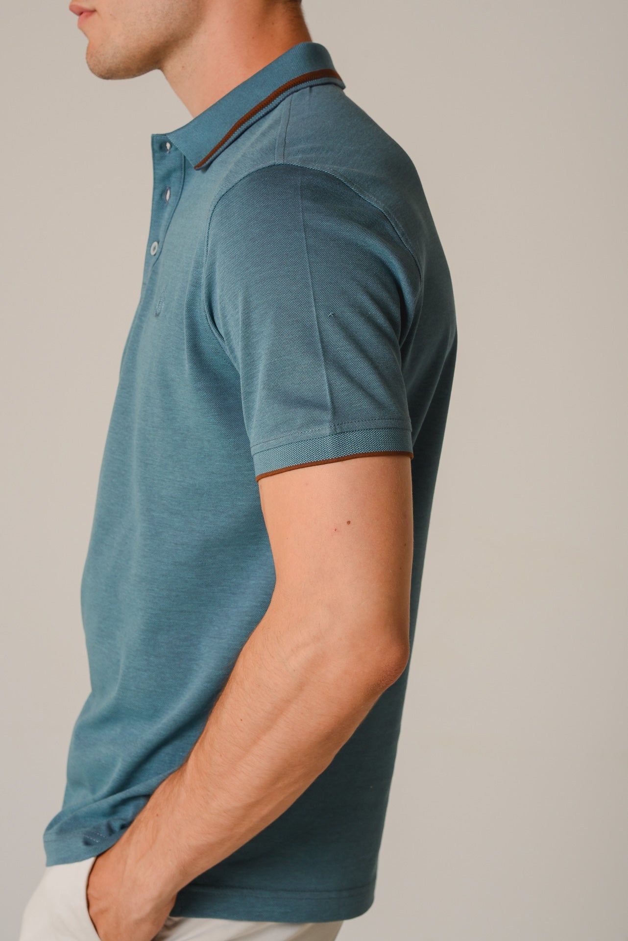 ΑΝΔΡΙΚΟ POLO PORTOBELLO'S ΠΕΤΡΟΛ ΜΕ ΜΠΟΡΝΤΟ ΛΕΠΤΟΜΕΡΕΙΕΣ ΣΤΟ ΓΙΑΚΑ ΚΑΙ ΤΑ ΜΑΝΙΚΙΑ