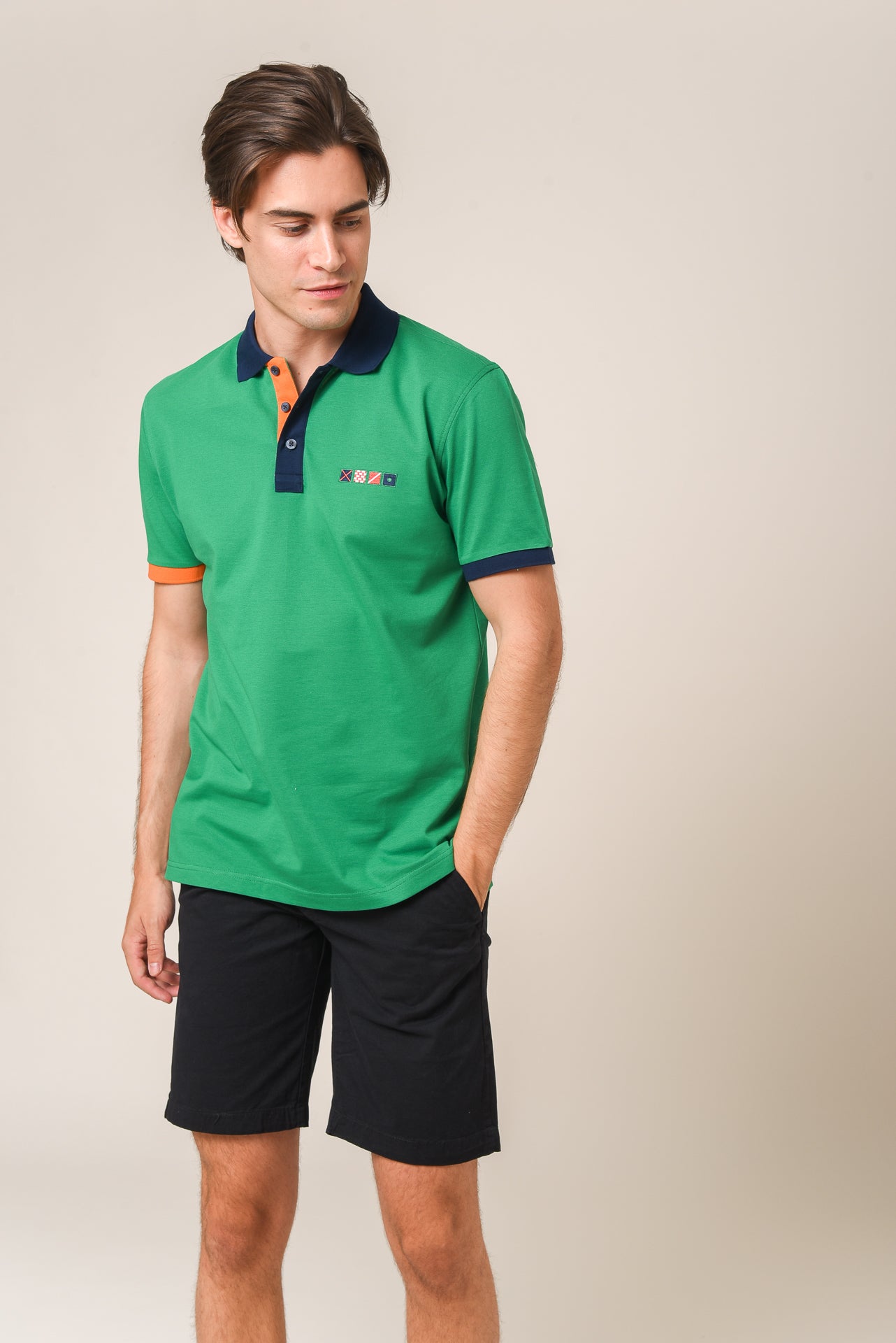 ΑΝΔΡΙΚΟ POLO PORTOBELLO'S ΠΡΑΣΙΝΟ ΜΕ ΜΠΛΕ ΚΑΙ ΠΟΡΤΟΚΑΛΙ ΛΕΠΤΟΜΕΡΕΙΕΣ