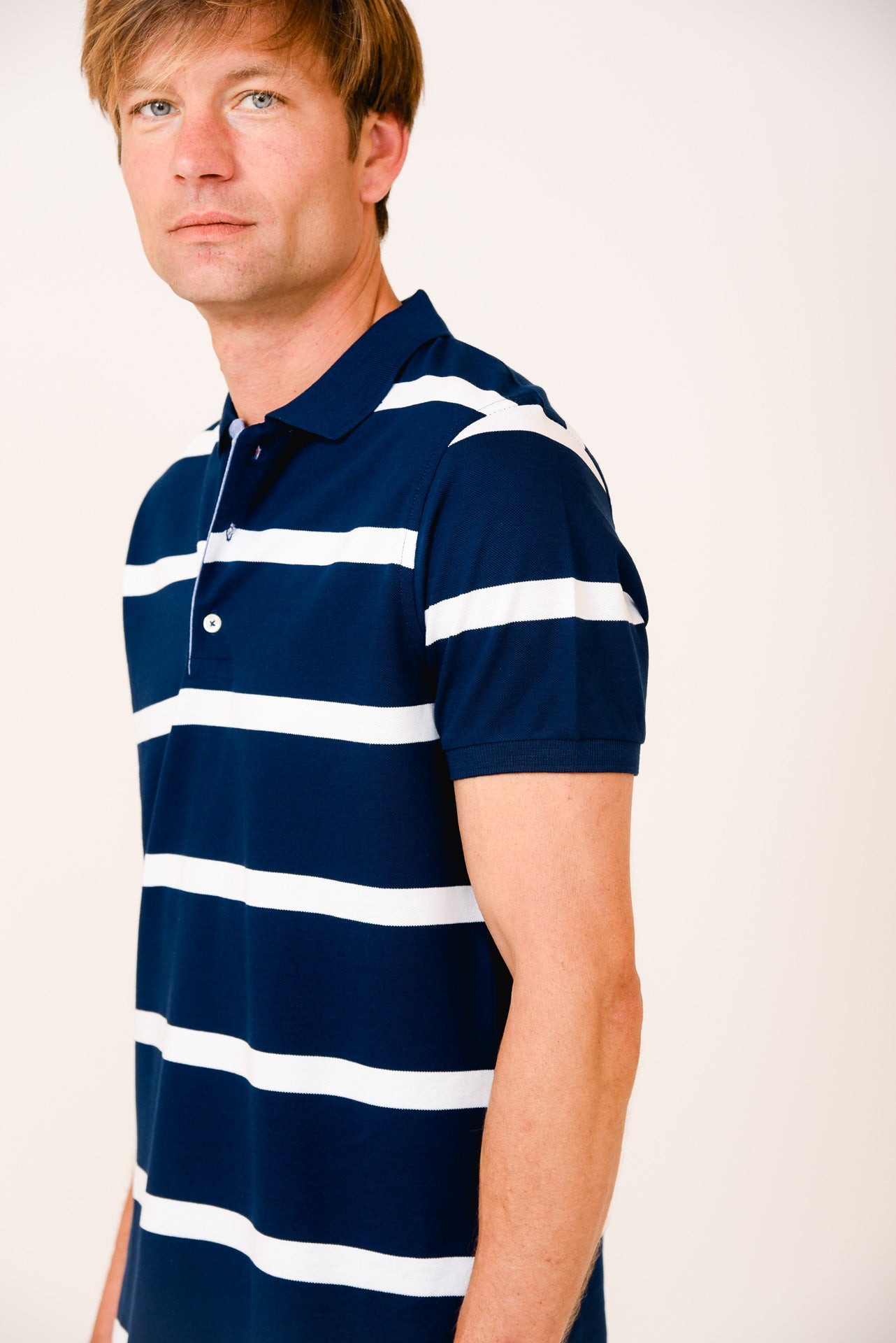 ΑΝΔΡΙΚΟ POLO PORTOBELLO'S NAVY ΜΠΛΕ ΜΕ ΛΕΥΚΕΣ ΡΙΓΕΣ