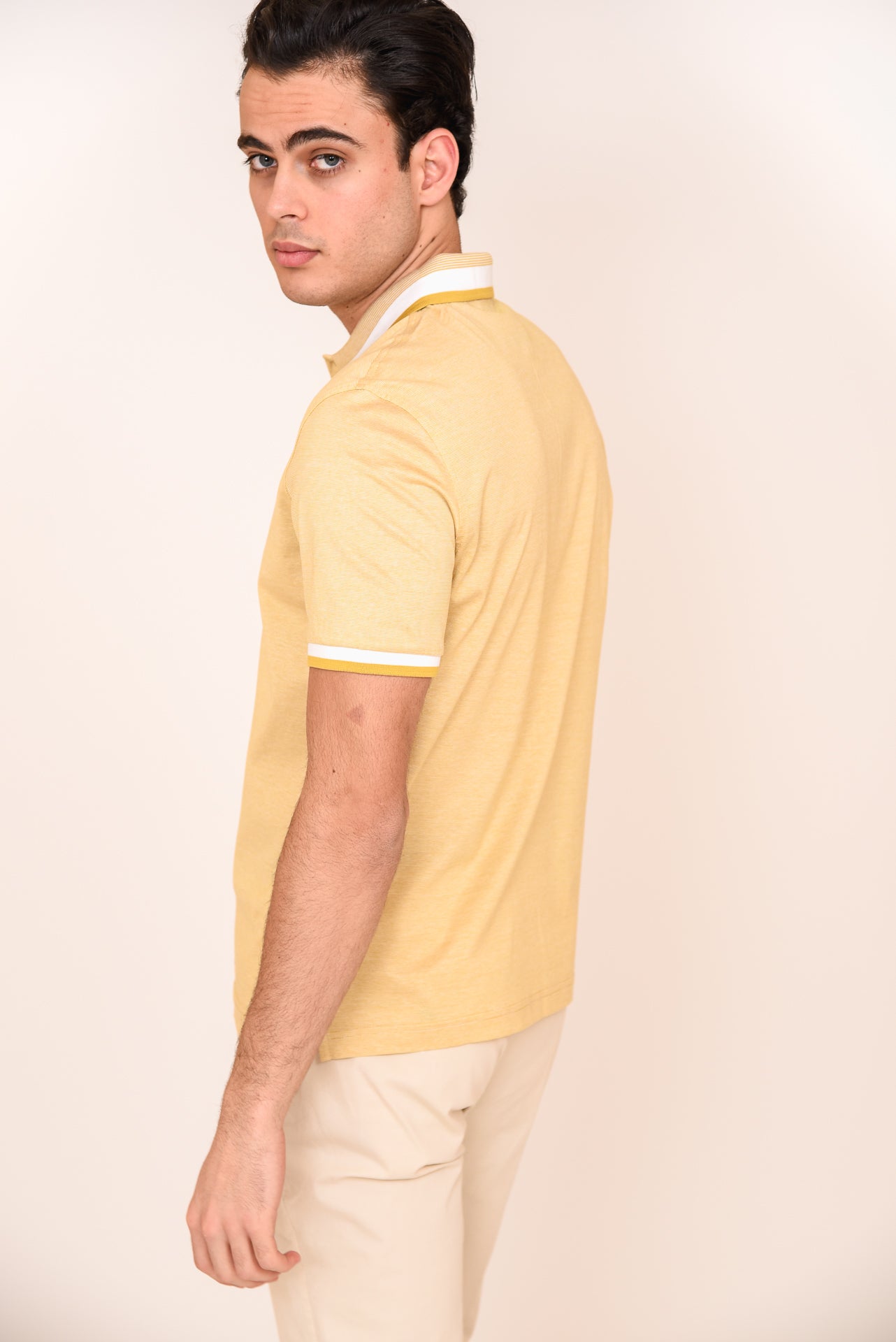 ΑΝΔΡΙΚΟ POLO PORTOBELLO'S ΚΙΤΡΙΝΟ ΜΕ ΛΕΥΚΗ ΡΙΓΑ ΣΤΟ ΓΙΑΚΑ ΚΑΙ ΤΑ ΜΑΝΙΚΙΑ